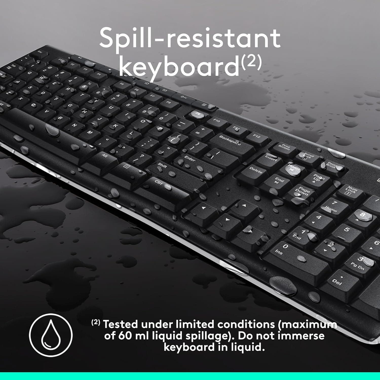 Logitech MK270 Full Size Wireless Keyboard and Mouse Combo - Black, view 8