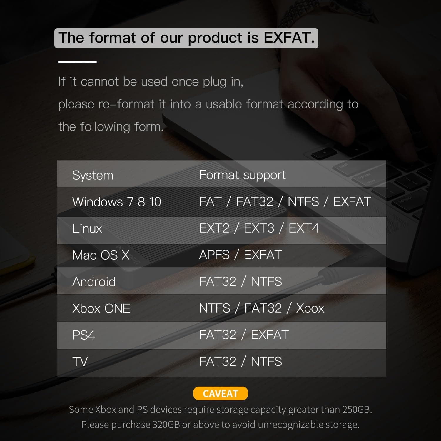 UnionSine 1TB Ultra Slim Portable External Hard Drive HDD-USB 3.0, view 6