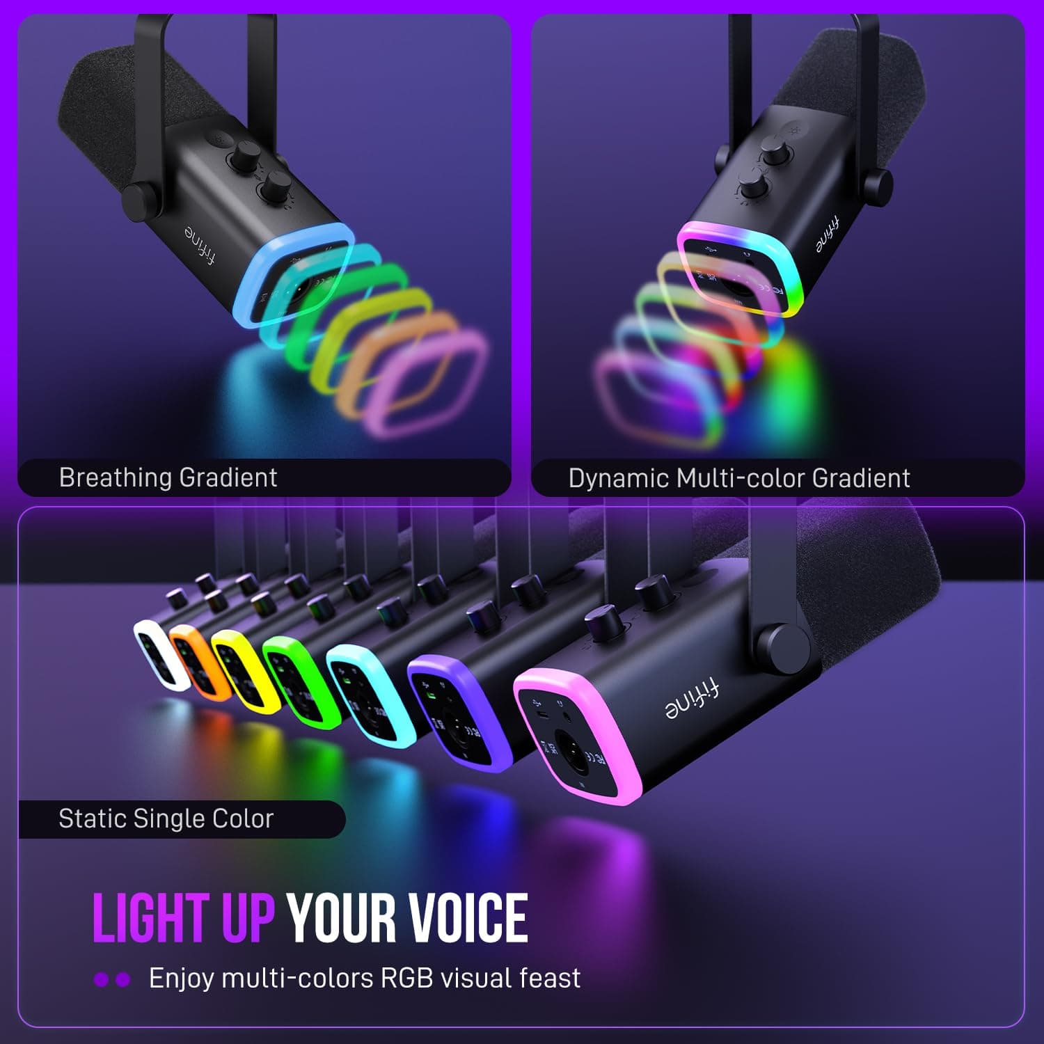 FIFINE AmpliGame AM8 USB/XLR Dynamic Microphone for Gaming Streaming, view 5
