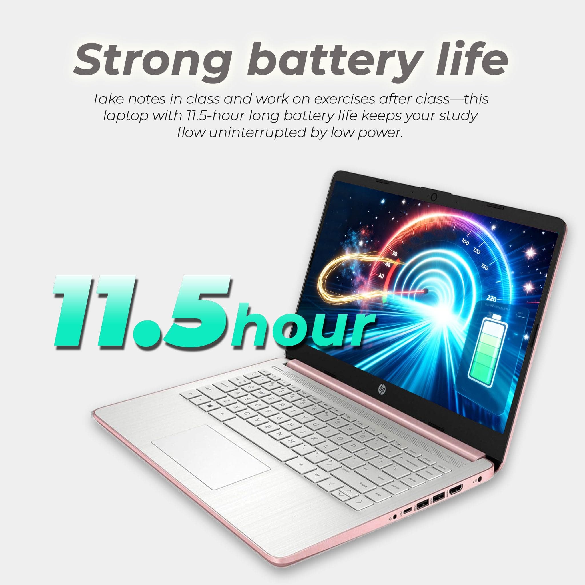HP 14 inch Laptop, 2026 Edition, Intel CPU, 128GB SSD, High Performance, Ultra-Quiet Design, Long Battery Life, Windows 11 with Microsoft 365, view 5