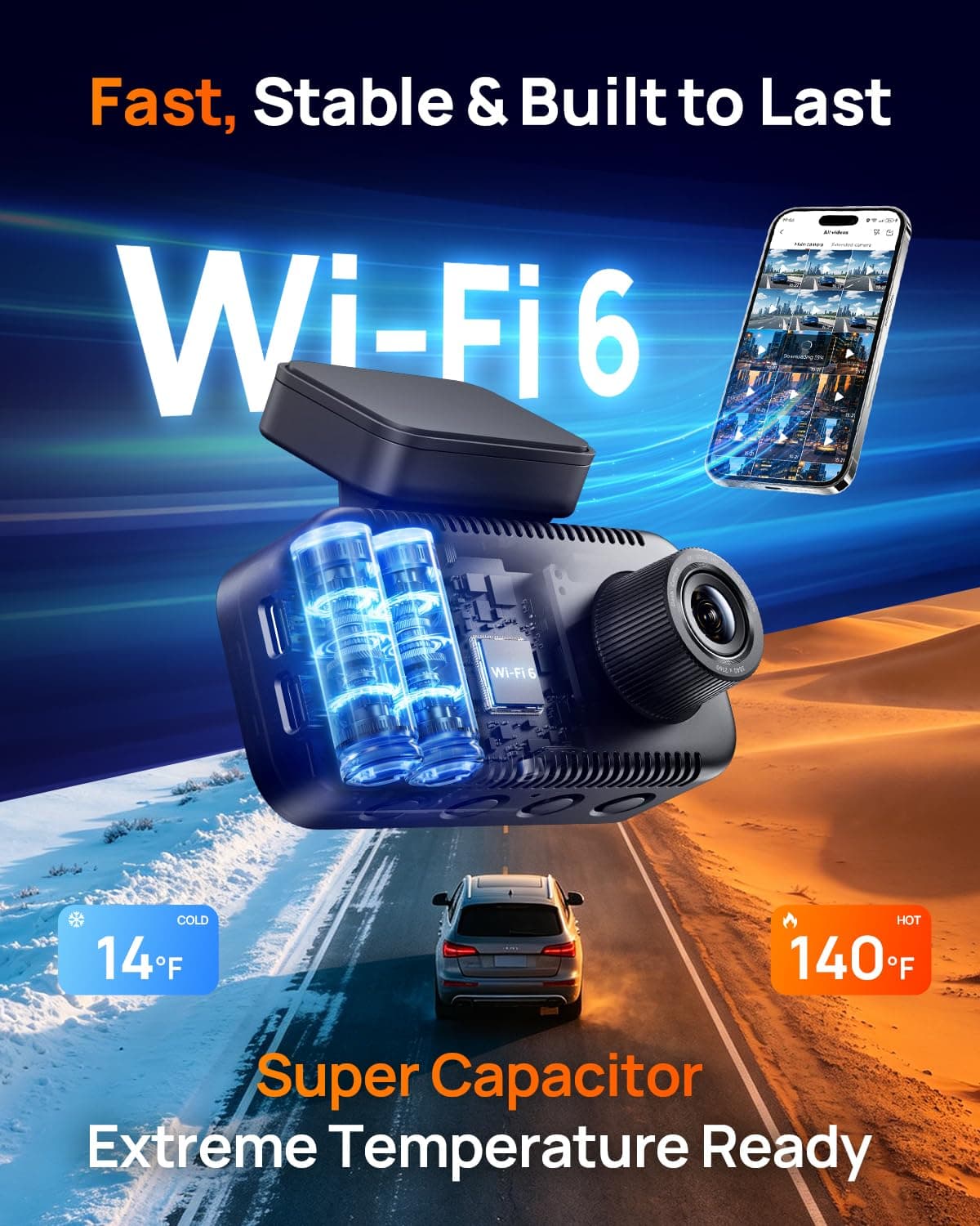 70mai A810 Lite 4K Dash Cam Front and Rear, 5GHz Wi-Fi 6 DashCam, Car Camera 4G LTE Remote Access, GPS Tracking, HDR Night Vision, 24H Parking Mode, Voice Control, Emergency Lock, view 8