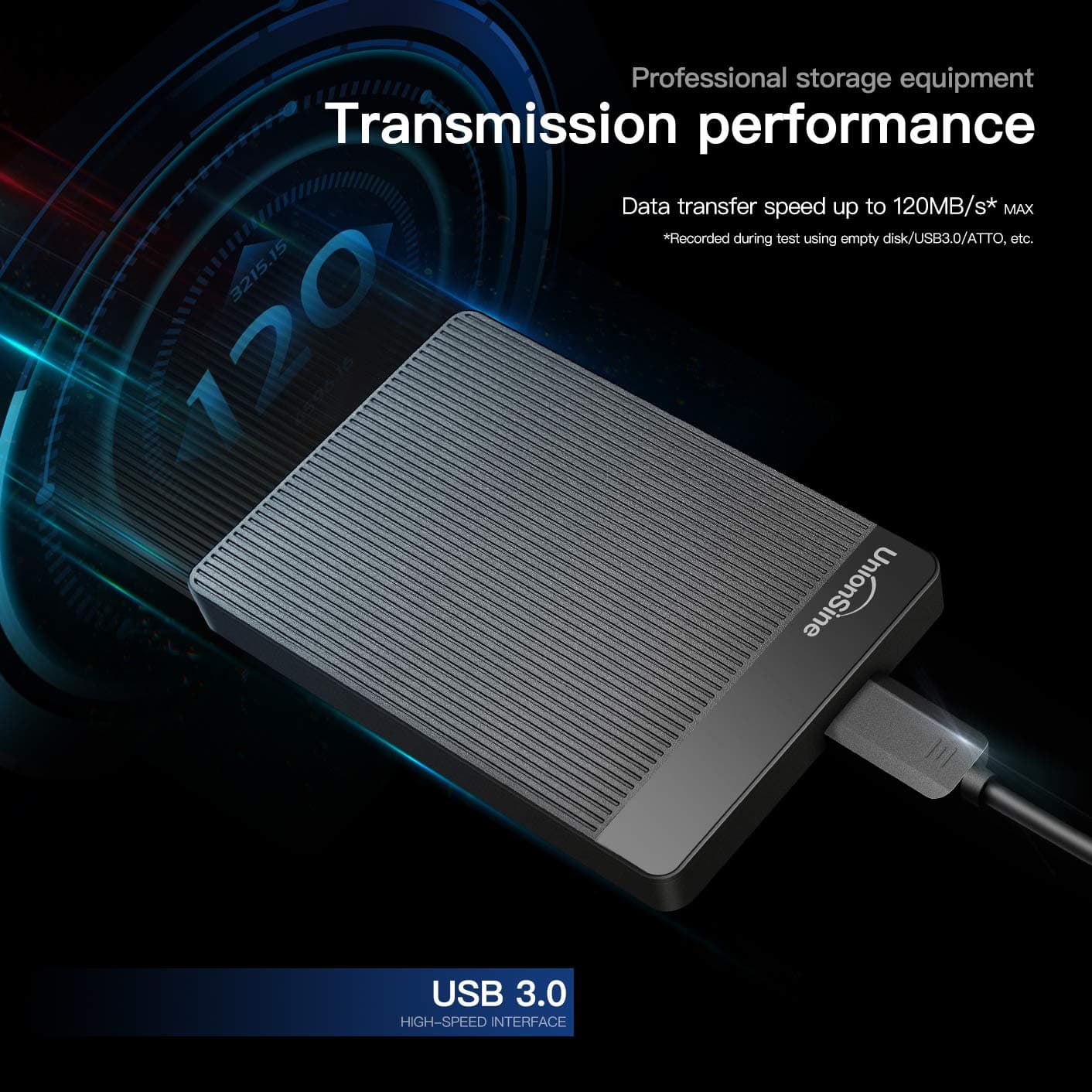 UnionSine 1TB Ultra Slim Portable External Hard Drive HDD-USB 3.0, view 3