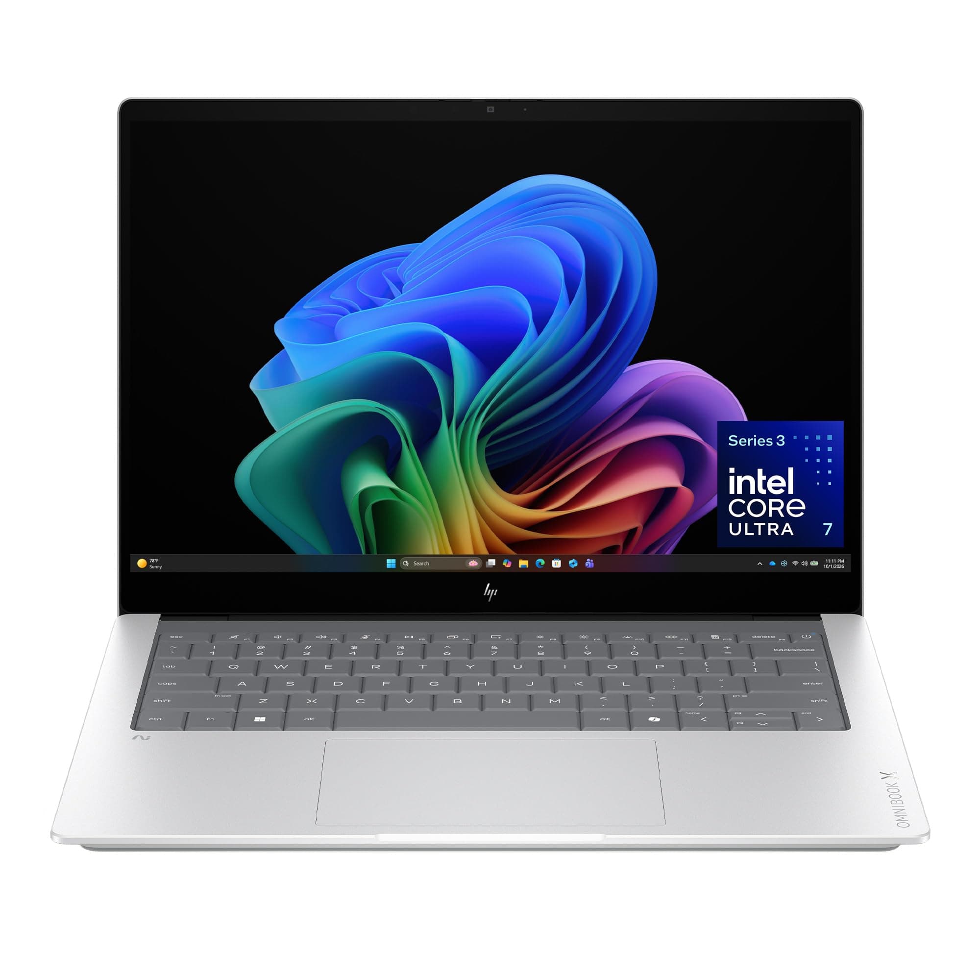 HP OmniBook X 14 inch Next Gen AI PC, 3K Touchscreen, Intel® CORE™ Ultra 7 Processor 356H, 24 GB RAM, 1 TB SSD, Intel Graphics, Windows 11 Home, Glacier Silver, 14-ka0099nr (2026)