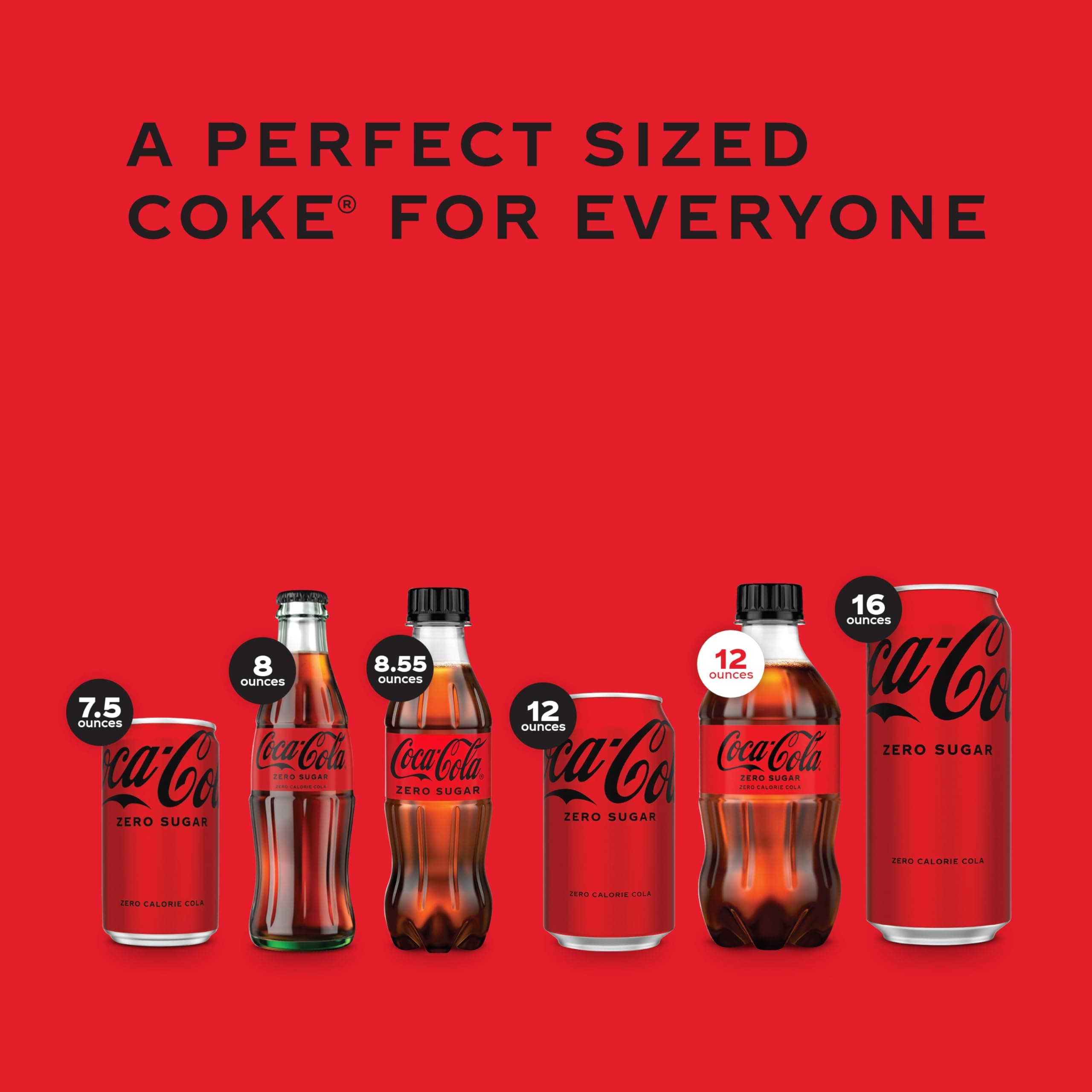 Coca-Cola Zero Sugar Soda Soft Drink, 12 fl oz Bottles, 8 Pack, view 6