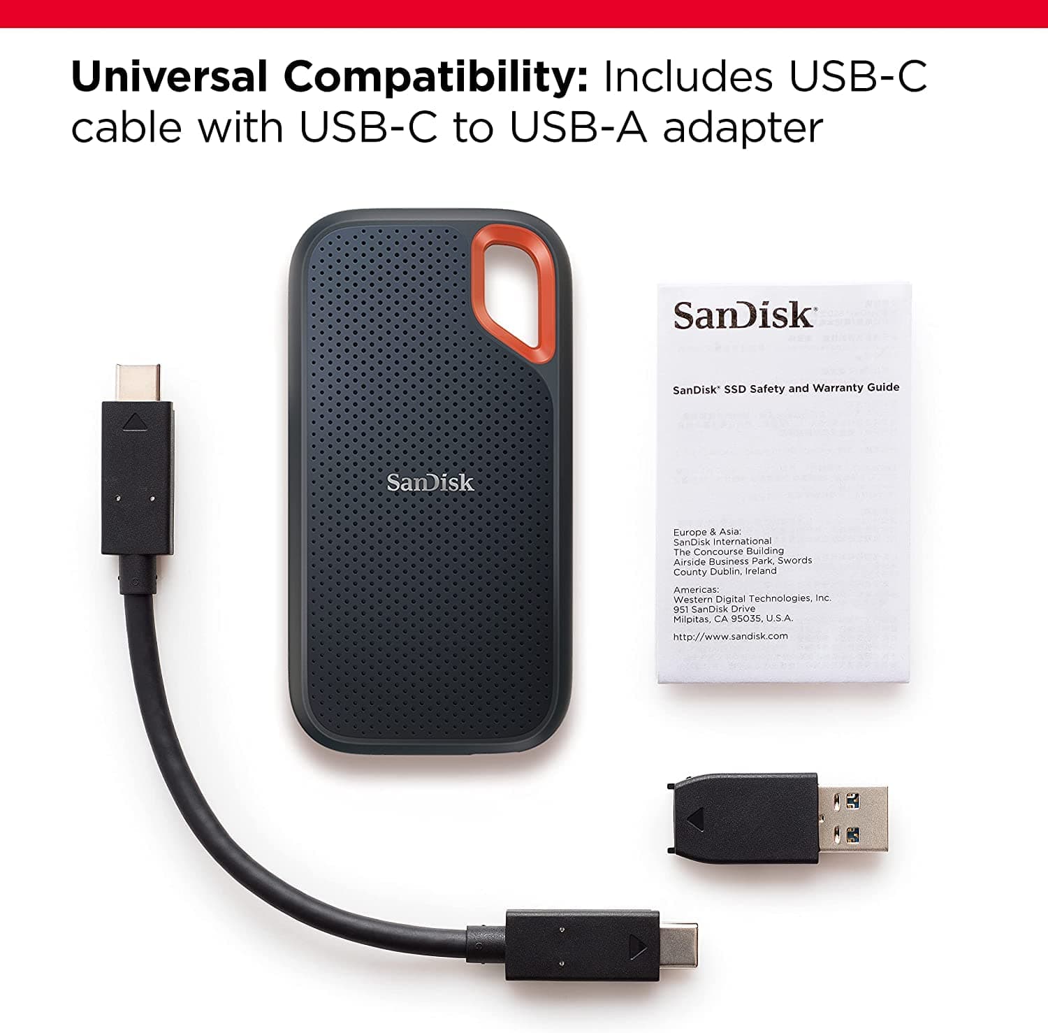 Sandisk 1TB Extreme Portable SSD, Up to 1050MB/s Read Speeds (Old Model), view 3
