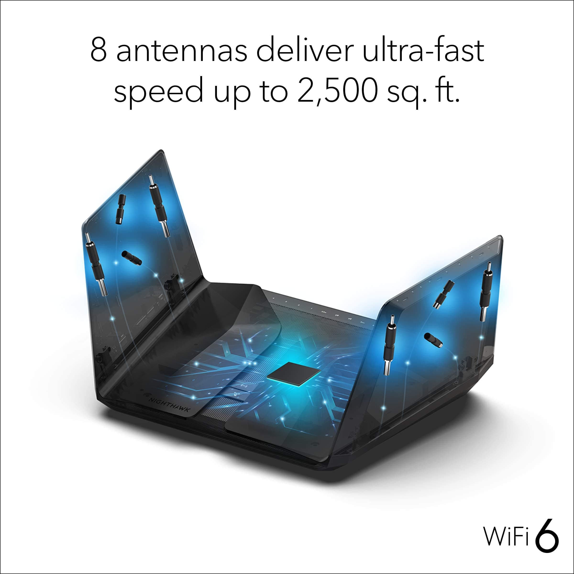 NETGEAR Nighthawk WiFi 6 Router (RAX200) 12-Stream Gigabit Router AX11000 Tri-Band Wireless Speed (Up to 10.8 Gbps) Coverage Up to 2500 sq.ft. and 50 Devices, view 6