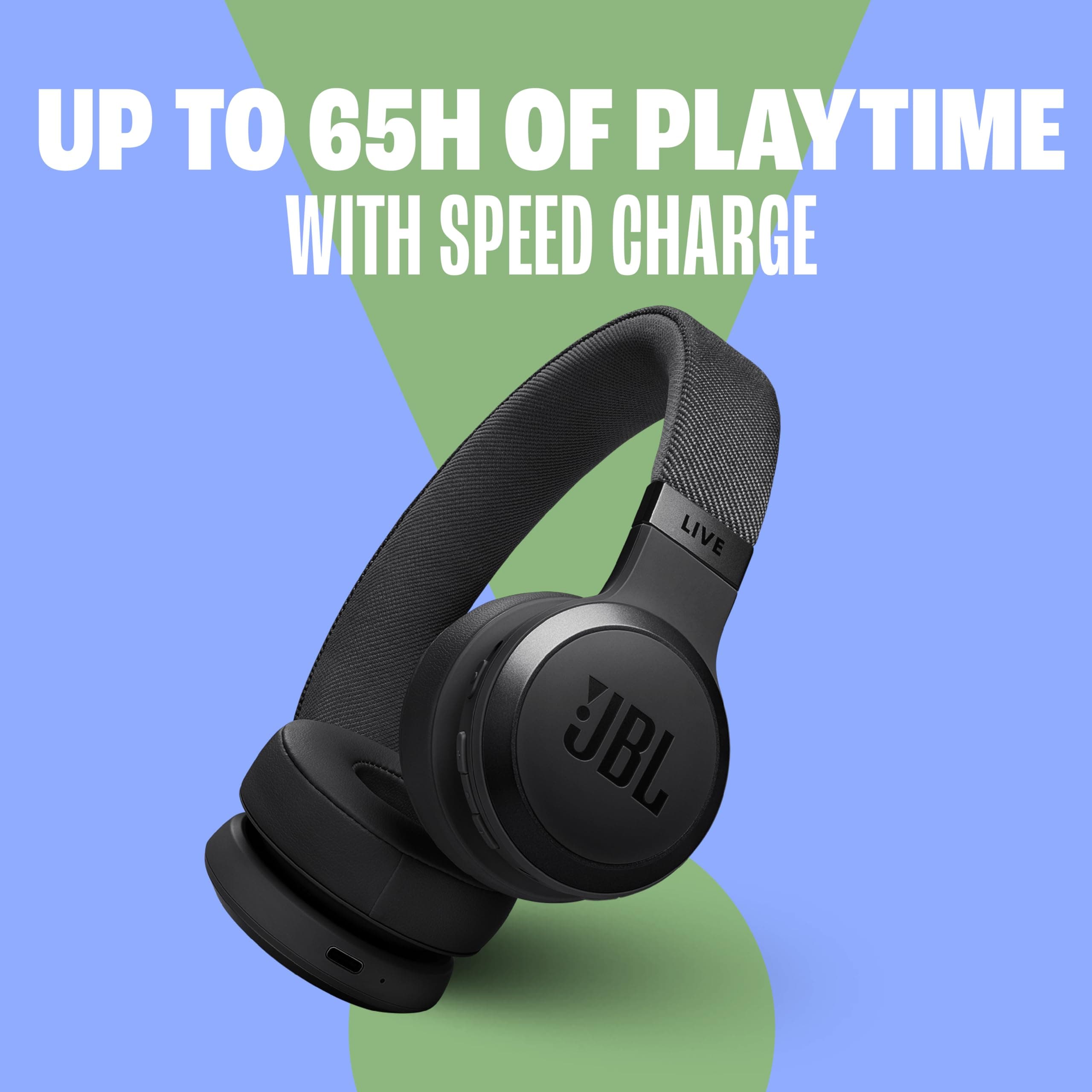 JBL Live 670NC Wireless On-Ear Headphones, Adaptive NC - Black, view 3