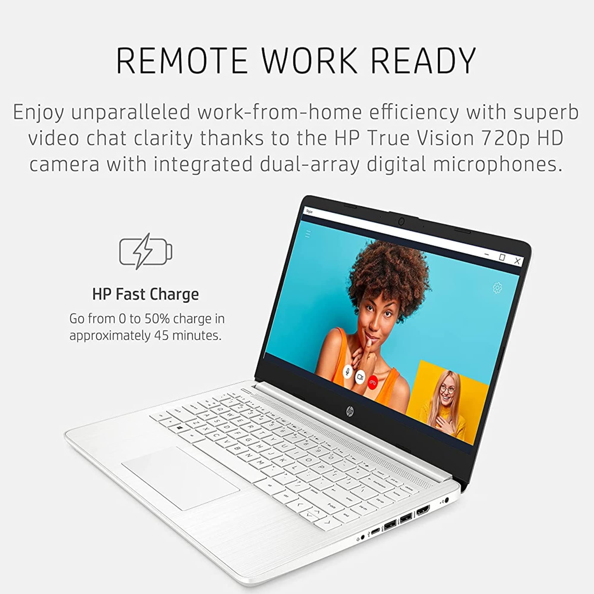HP Latest Stream 14" HD Laptop, Intel Celeron Processor, 4GB Memory, 64GB eMMC Storage, Fast Charge, HDMI, Up to 11 Hours Long Battery Life, Office 365 1-Year, Win 11 S, Microfiber Bundle, White, view 7