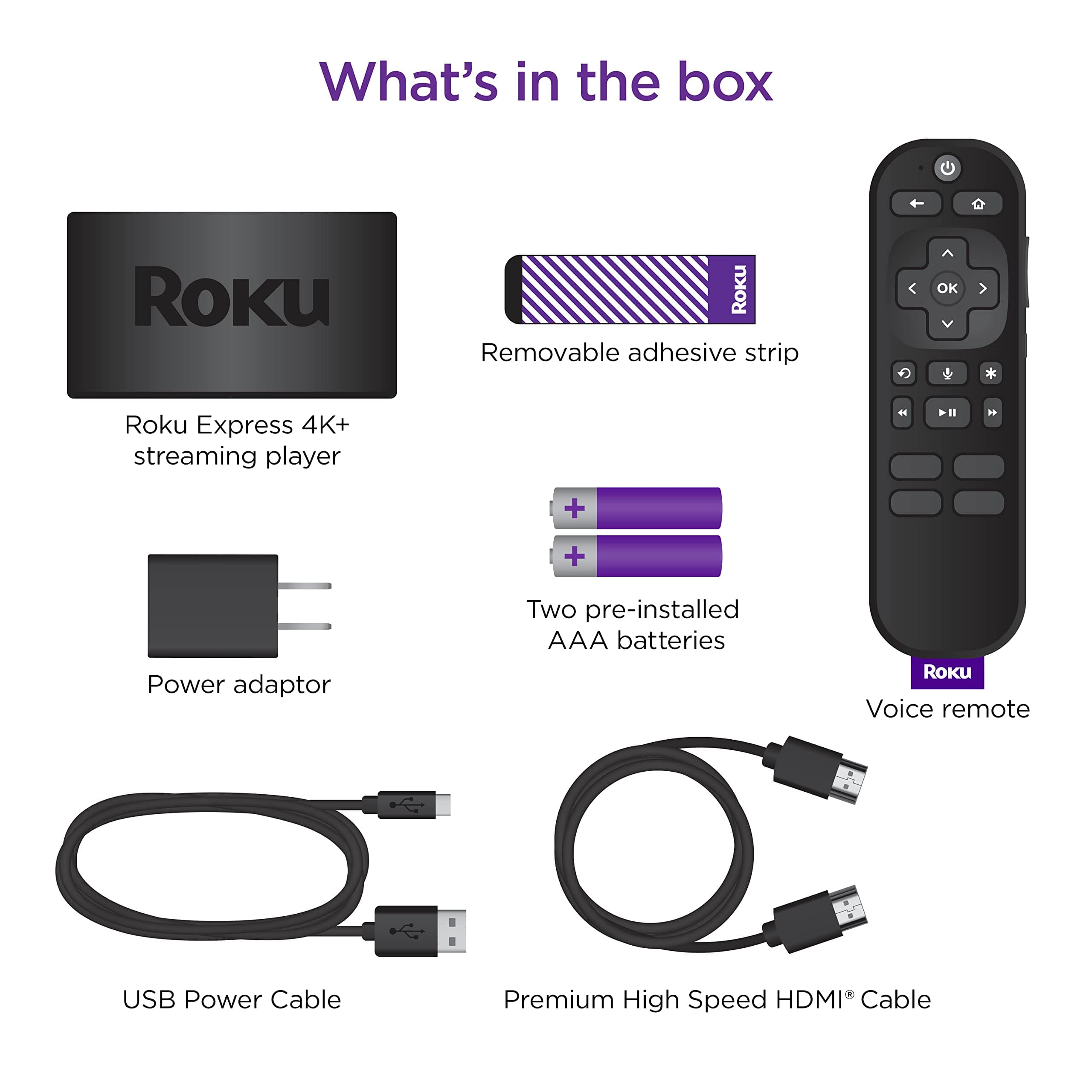 Roku Express 4K+ | Roku Streaming Device 4K/HDR with Voice Remote, Free & Live TV, view 5