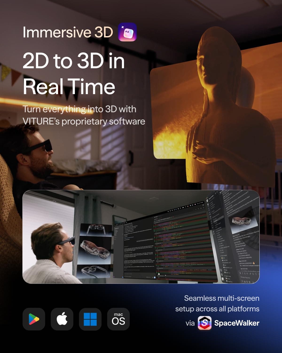 VITURE Pro 2 XR/AR Glasses - UltraClarity 3.0 Myopia Adjustment -5.0D 120Hz, view 8