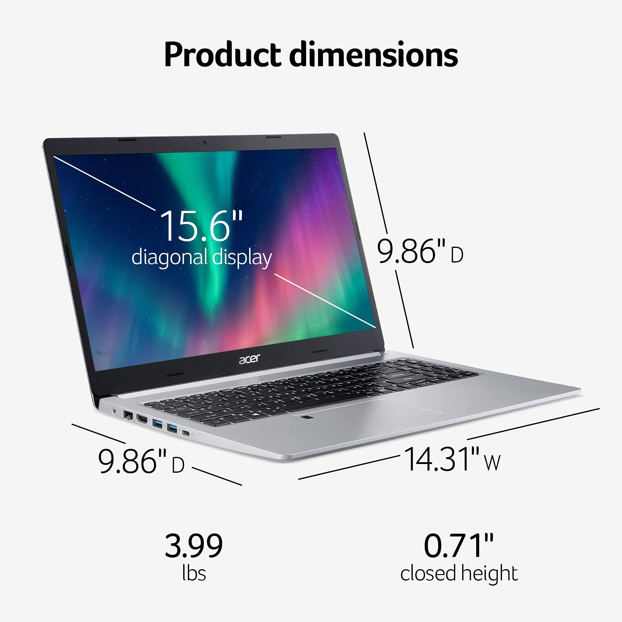 Acer Aspire 5 A515-46-R3UB | 15.6" Full HD IPS Display | AMD Ryzen 3 3350U Quad-Core Mobile Processor | 4GB DDR4 | 128GB NVMe SSD | WiFi 6 | Backlit KB | FPR | Amazon Alexa | Windows 11 Home in S mode, view 8
