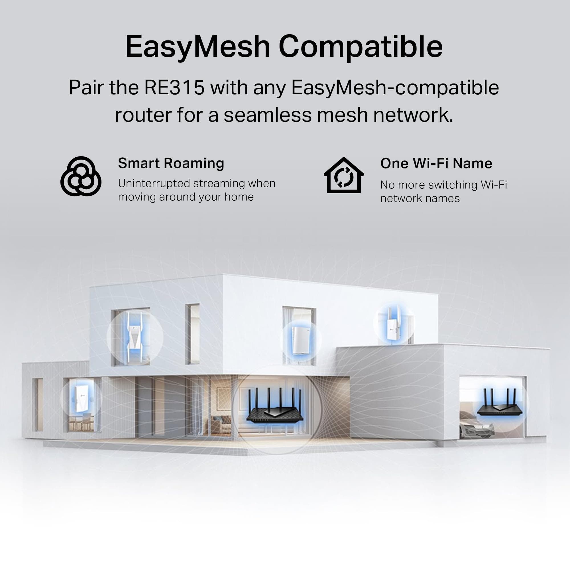 TP-Link AC1200 WiFi Extender - 1.2Gbps Home Signal Booster, Dual Band 5GHz/2.4GHz, Up to 1600 Sq.ft and 32 Devices, EasyMesh Compatible, One Ethernet Port (RE315), view 4