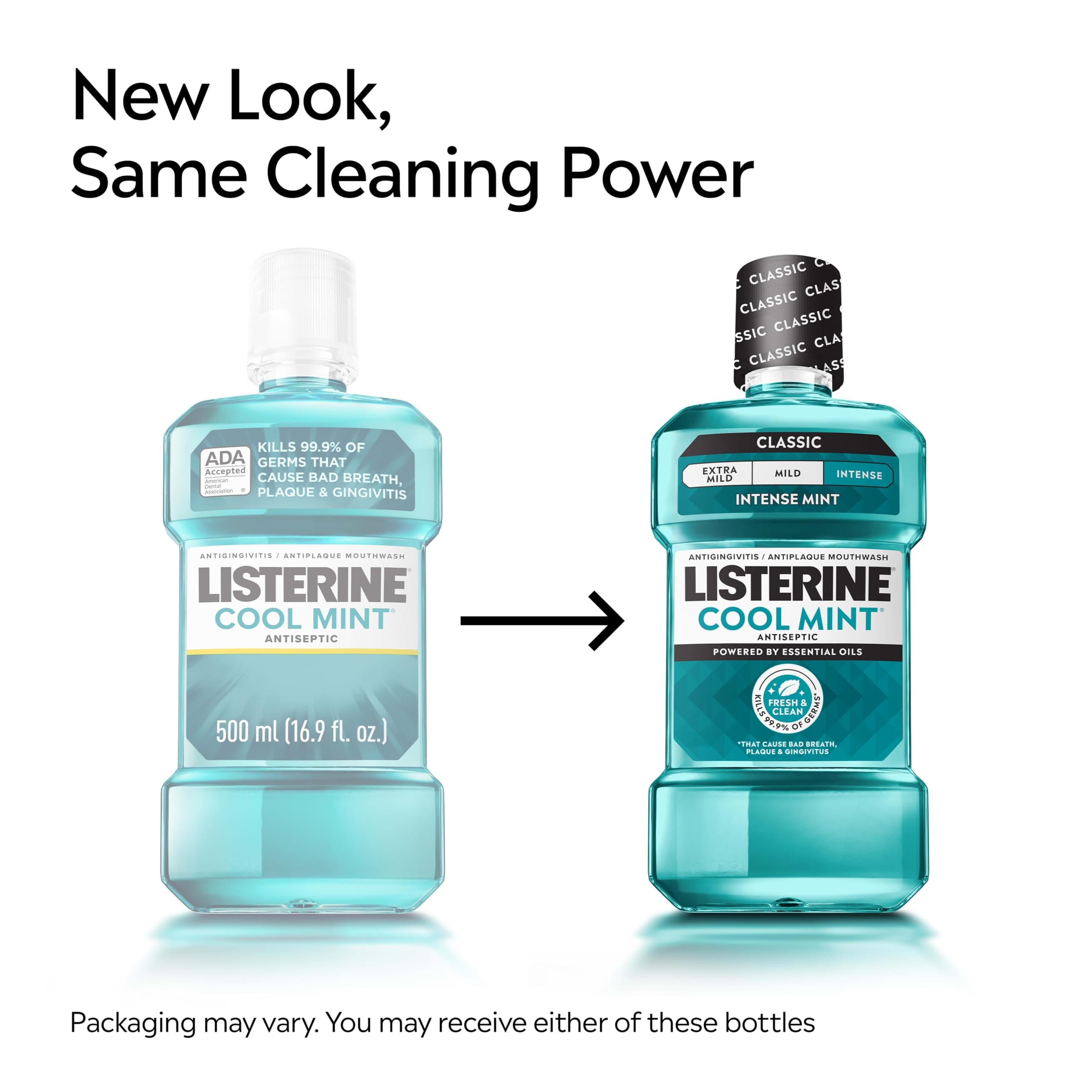 Listerine Cool Mint Antiseptic Mouthwash, Intense Mint, 33.8 fl. oz/1L x 2, view 2