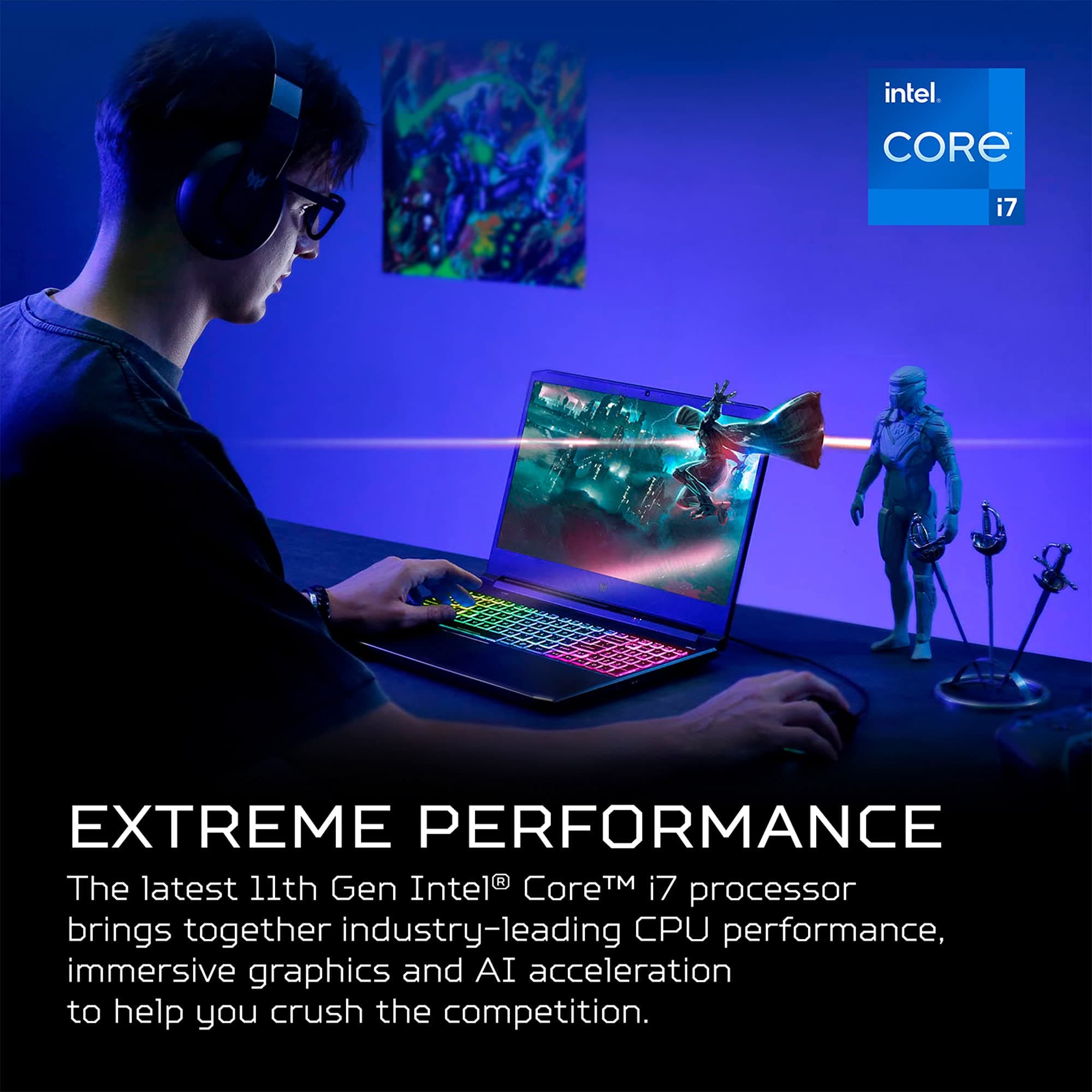Acer Predator Helios 300 PH315-54-760S Gaming Laptop | Intel i7-11800H | NVIDIA GeForce RTX 3060 GPU | 15.6" FHD 144Hz 3ms IPS Display | 16GB DDR4 | 512GB SSD | Killer WiFi 6 | RGB Keyboard, view 2