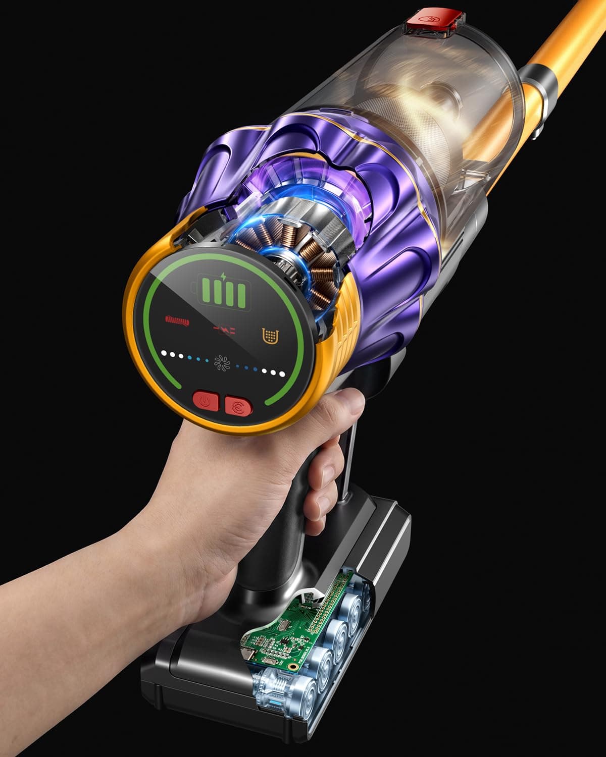 Cordless Vacuum Cleaner, 650W/60KPA/70 Mins Vacuum Cleaners for Home with Self-Standing, Anti-Tangle Vacuum Cordless, Smart Display and 1.8L Cup Cordless Stick Vacuum Cleaner for Pet Hair/Carpets, view 8
