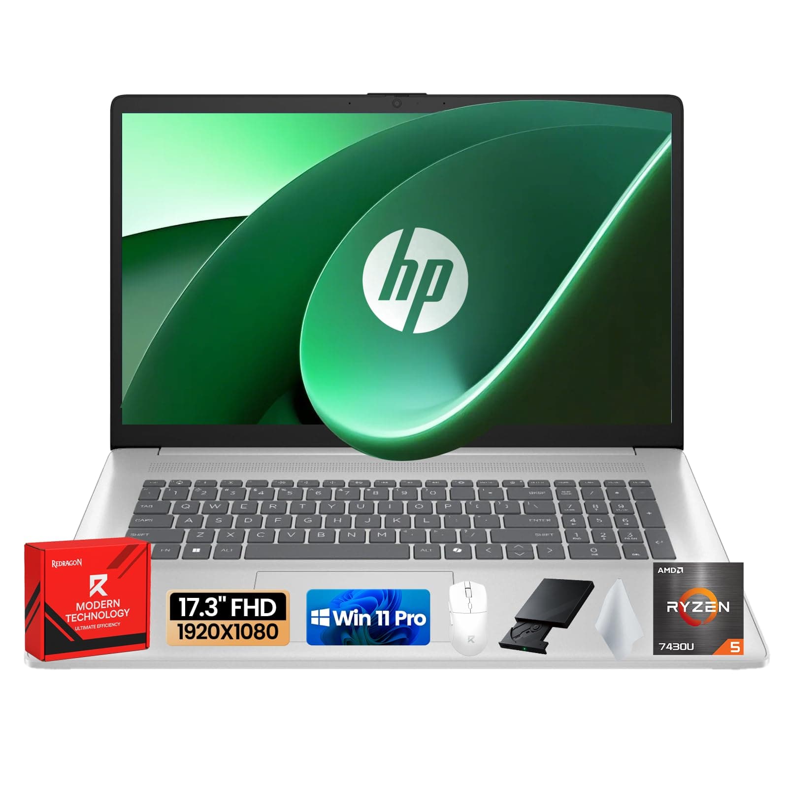 HP 17 Laptop, 17.3" FHD Anti-Glare Display, AMD Ryzen 5 7430U (Up to 4.3GHz), 16GB RAM 512GB SSD, Wi-Fi 6, HDMI, Fast Charge, Windows 11 Pro, HP 17 inch Business Laptop for Work, Students & Home