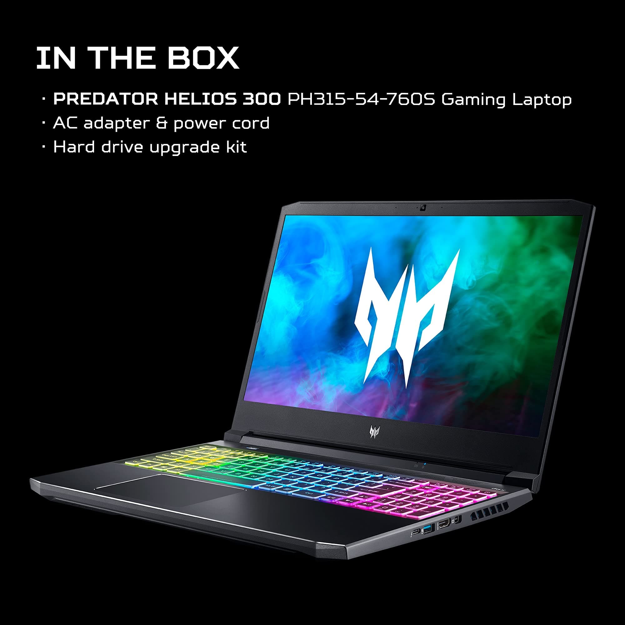 Acer Predator Helios 300 PH315-54-760S Gaming Laptop | Intel i7-11800H | NVIDIA GeForce RTX 3060 GPU | 15.6" FHD 144Hz 3ms IPS Display | 16GB DDR4 | 512GB SSD | Killer WiFi 6 | RGB Keyboard, view 14