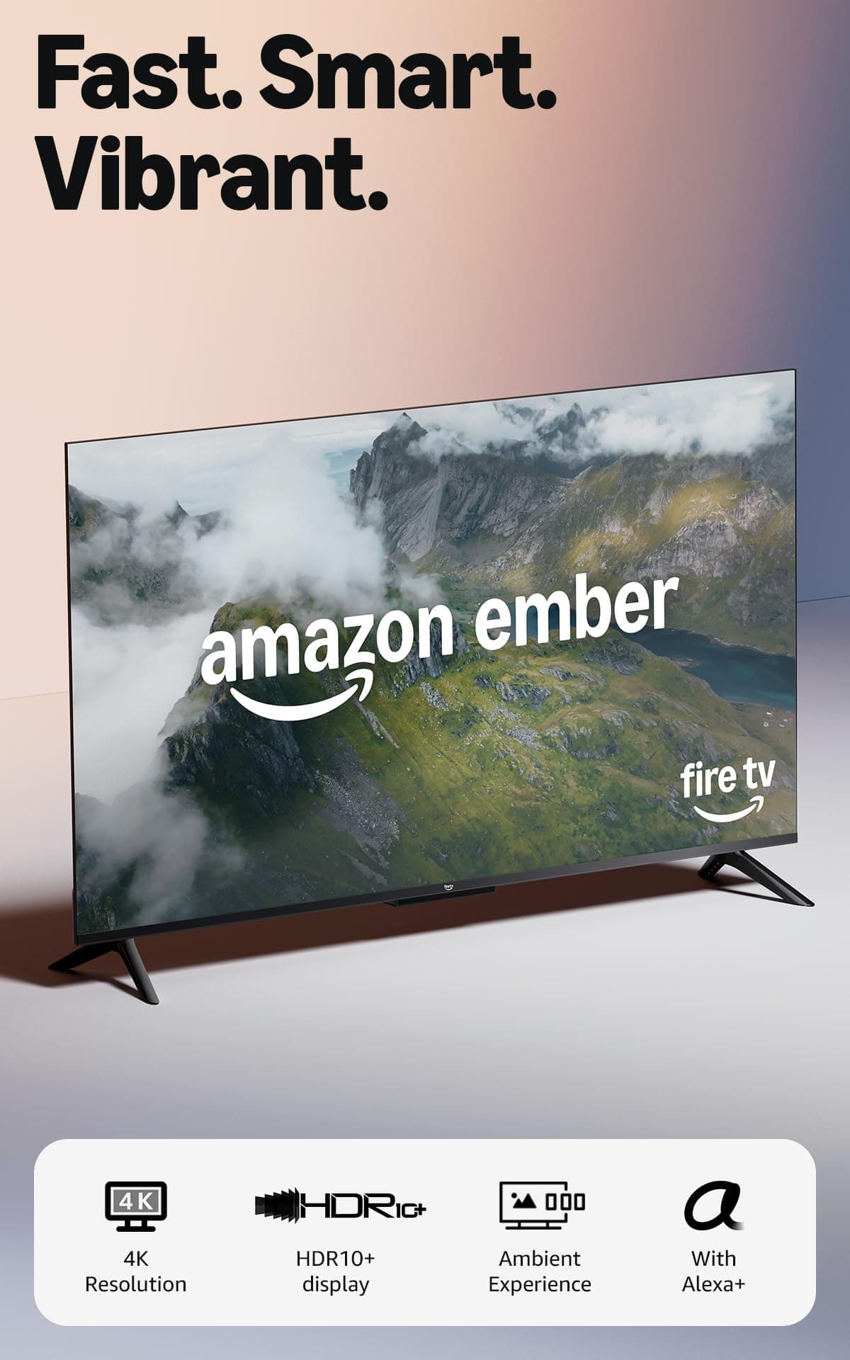 Amazon Ember 50" 4-Series with Fire TV (newest model), 4K Ultra HD smart TV with Alexa Remote, HDR10+, fast processor, Dolby Audio, Ambient Experience, free and live TV, find shows faster with Alexa+, view 2