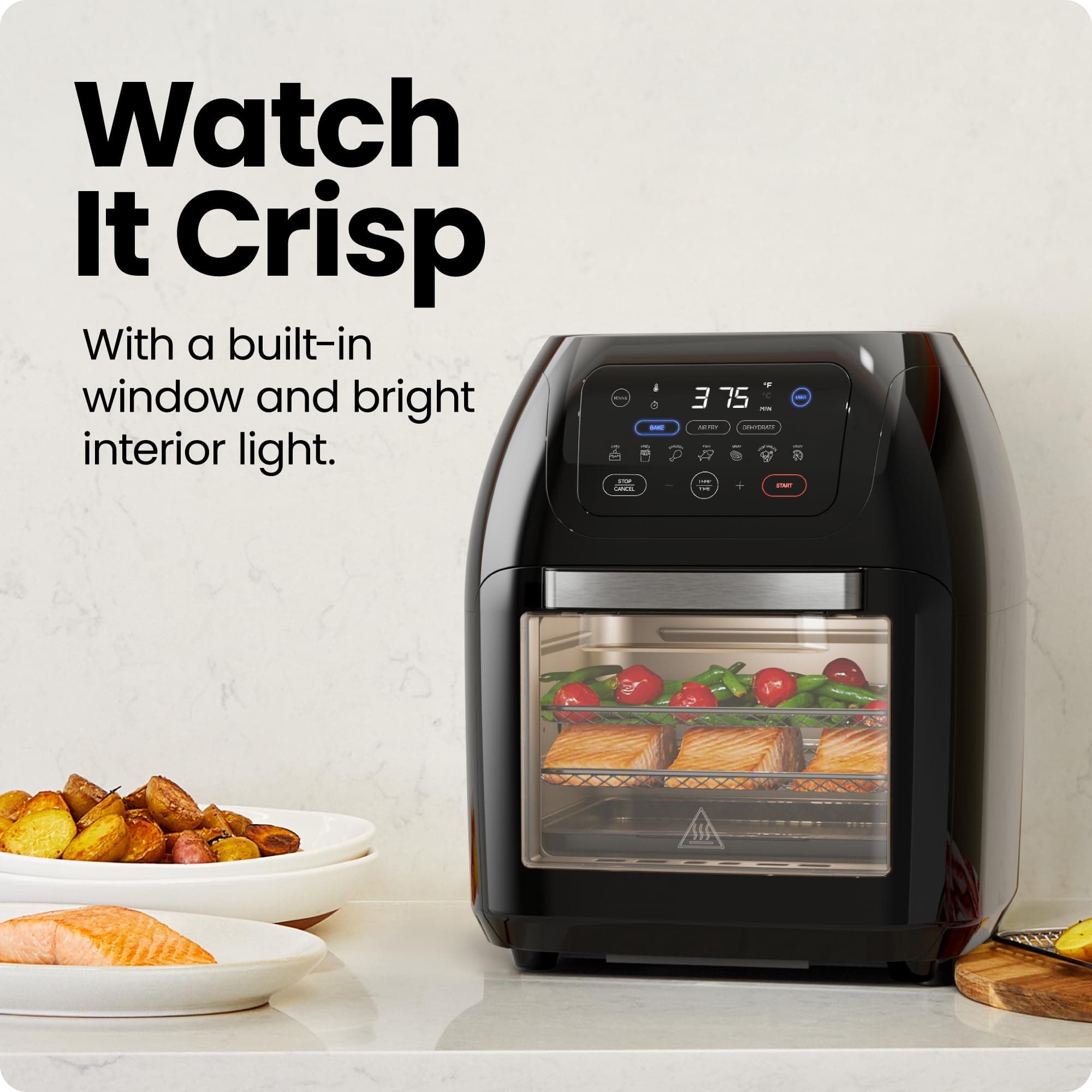 CHEFMAN Multifunctional Digital Air Fryer+ Rotisserie, Dehydrator, Convection Oven, 17 Touch Screen Presets Fry, Roast, Dehydrate, Bake, XL 10L Family Size, Auto Shutoff, Large Easy-View Window, Black, view 7
