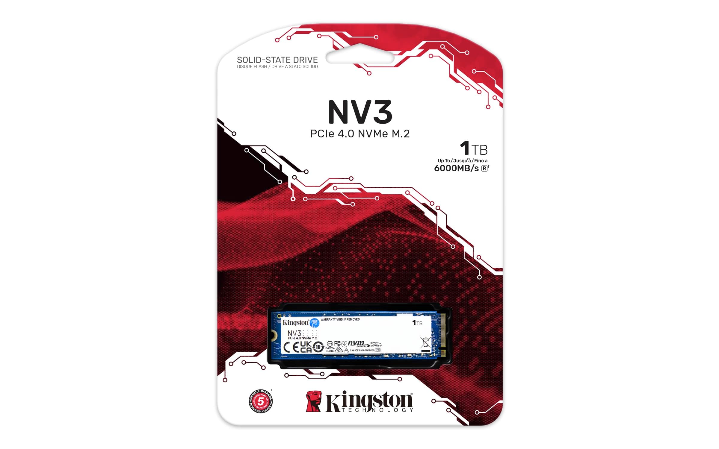 Kingston NV3 1TB M.2 2280 NVMe SSD | PCIe 4.0 Gen 4x4 | Up to 6000 MB/s | SNV3S/1000G, view 3