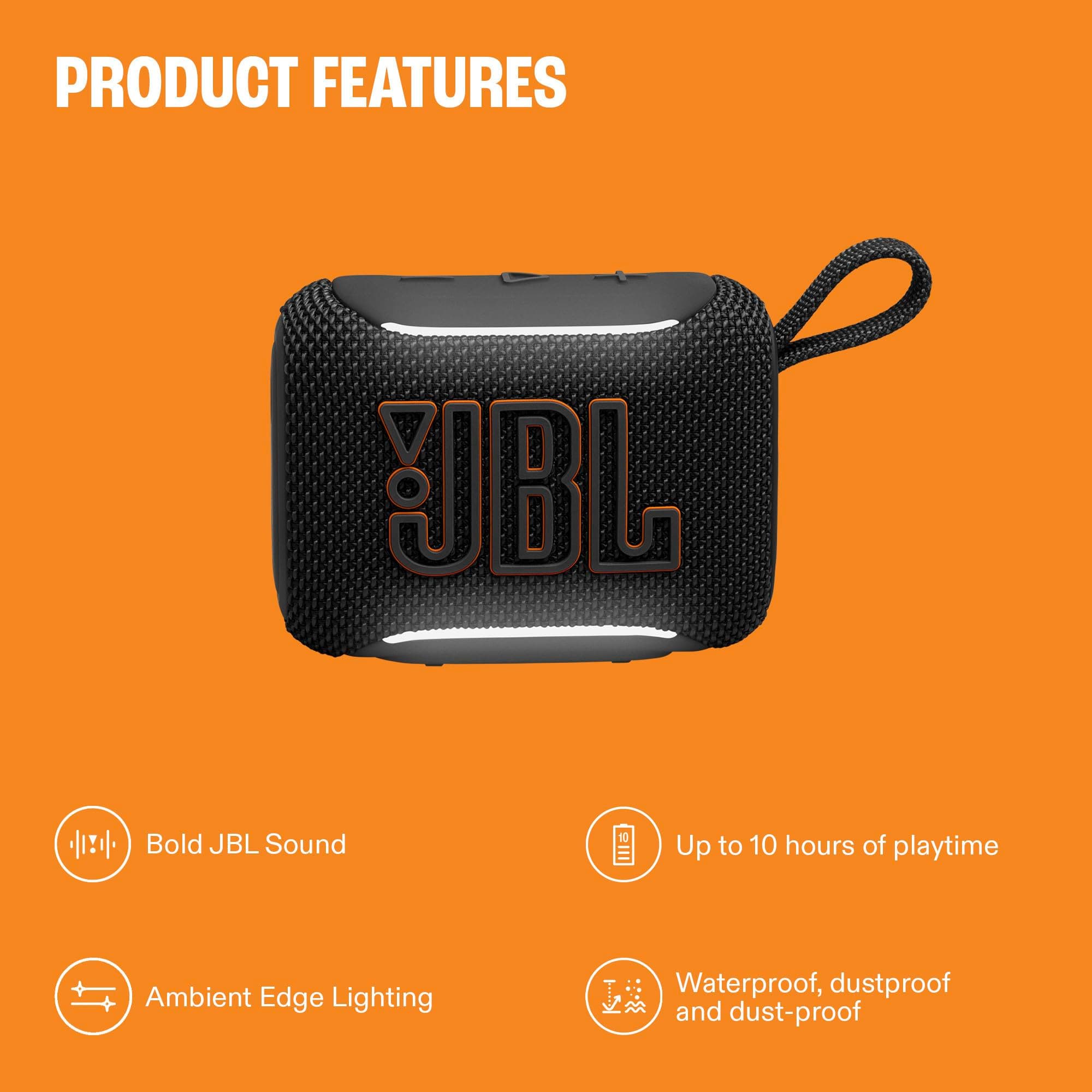 JBL Go 5 Portable Bluetooth Speaker, Waterproof and Dustproof - Black, view 4