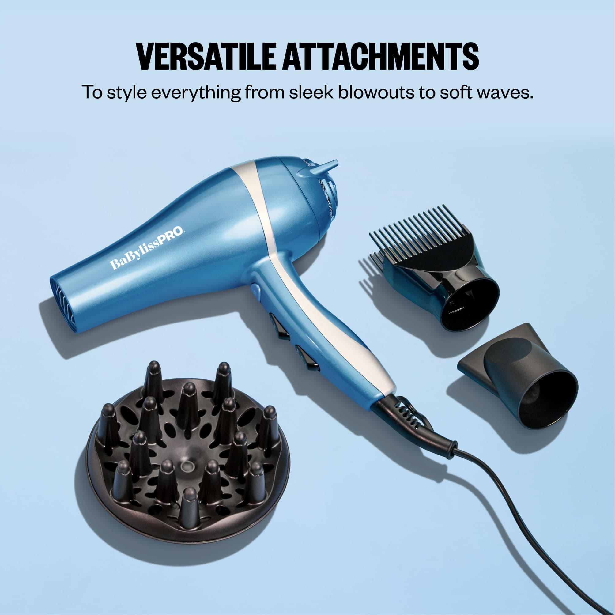 BaBylissPRO The Nano Titanium Hair Dryer, Lightweight, 3 Attachments, view 6