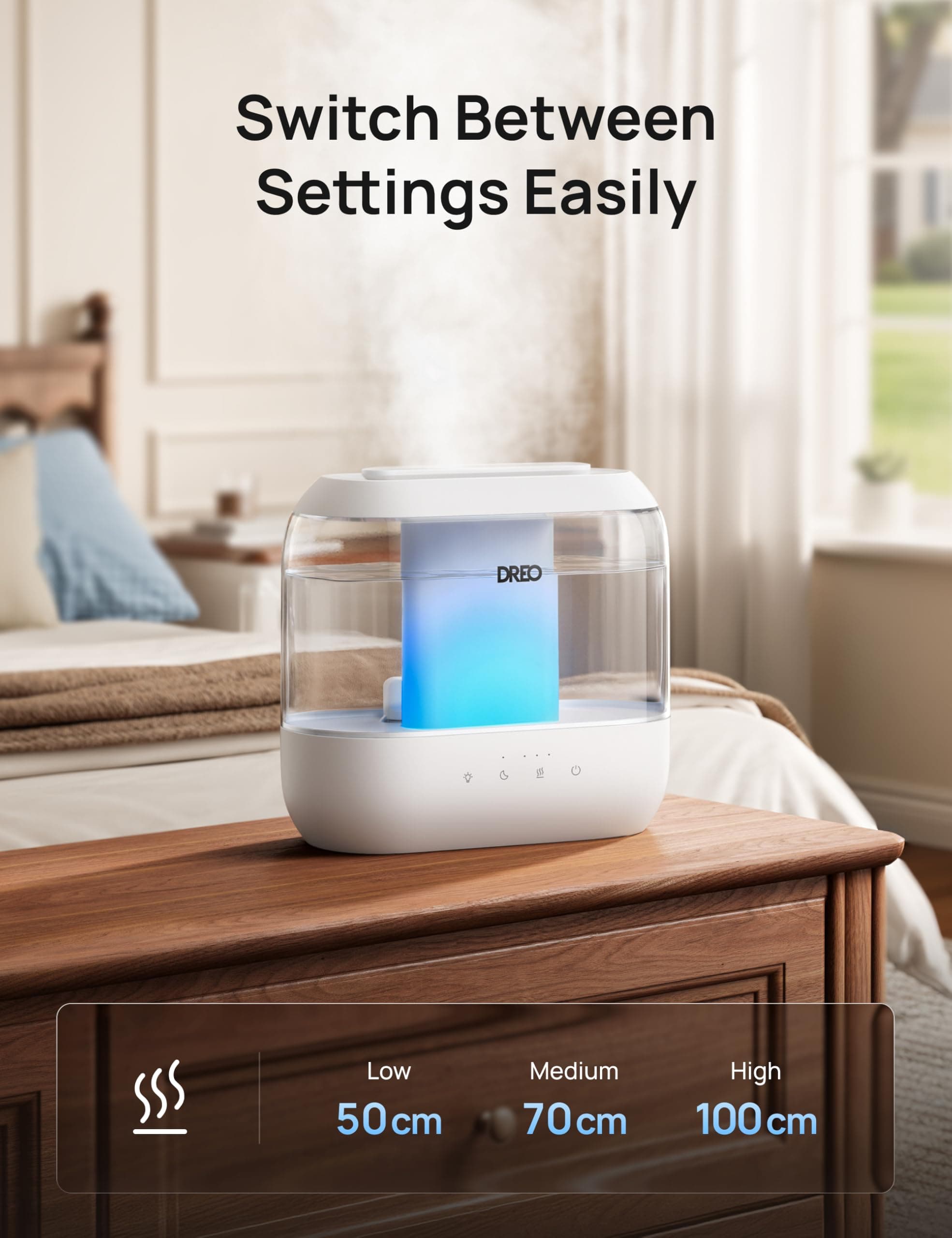 DREO 4L Humidifiers for Bedroom, 36H Runtime, 28 dB Quiet, HM311, view 8