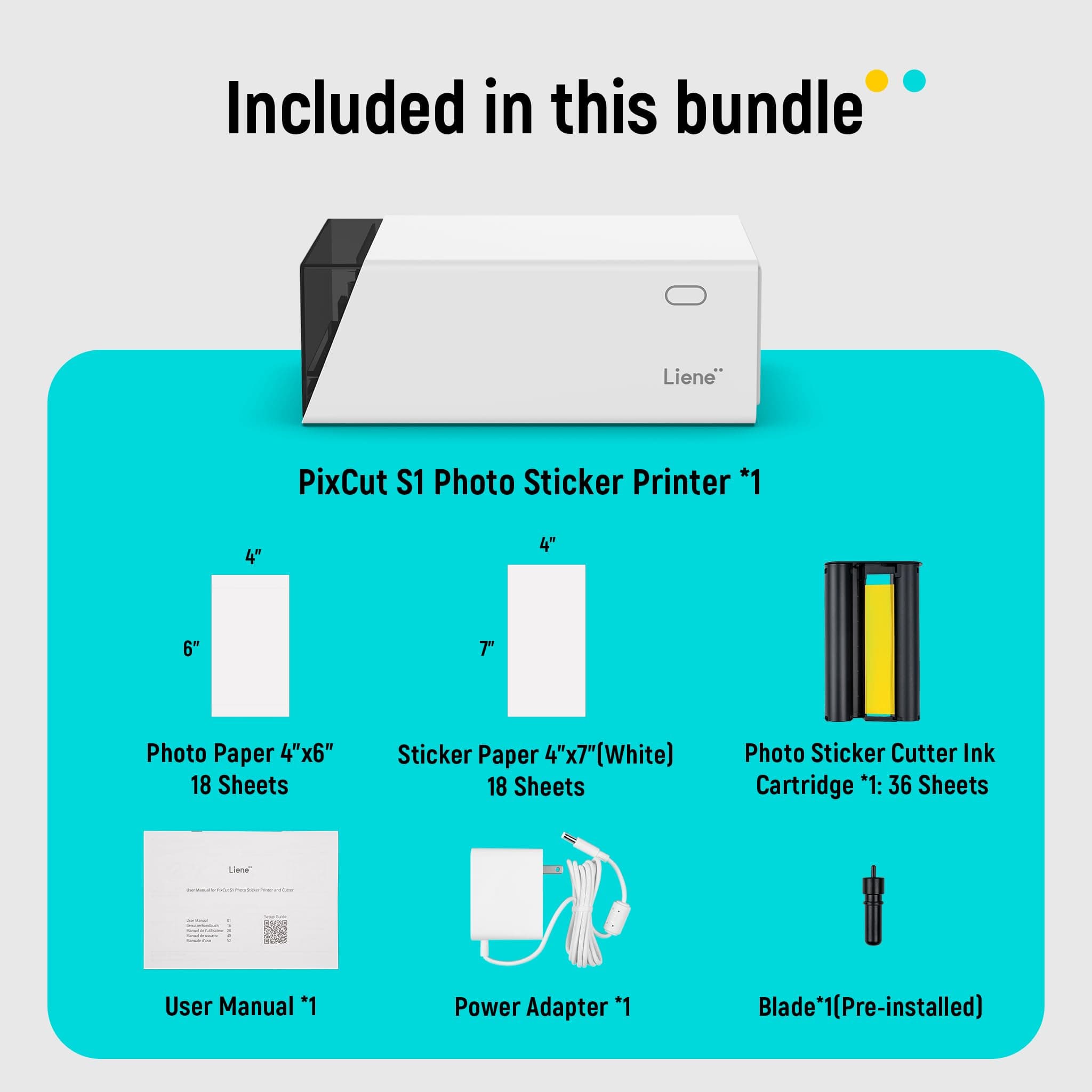 Liene PixCut S1 Color Sticker Printer & Cutting Machine - All-in-One Sticker Maker for DIY Crafts, Custom Labels & Gifts. Thermal Dye-Sublimation Photo Printer, 300 DPI, Precise AI Auto-Cutting, view 9