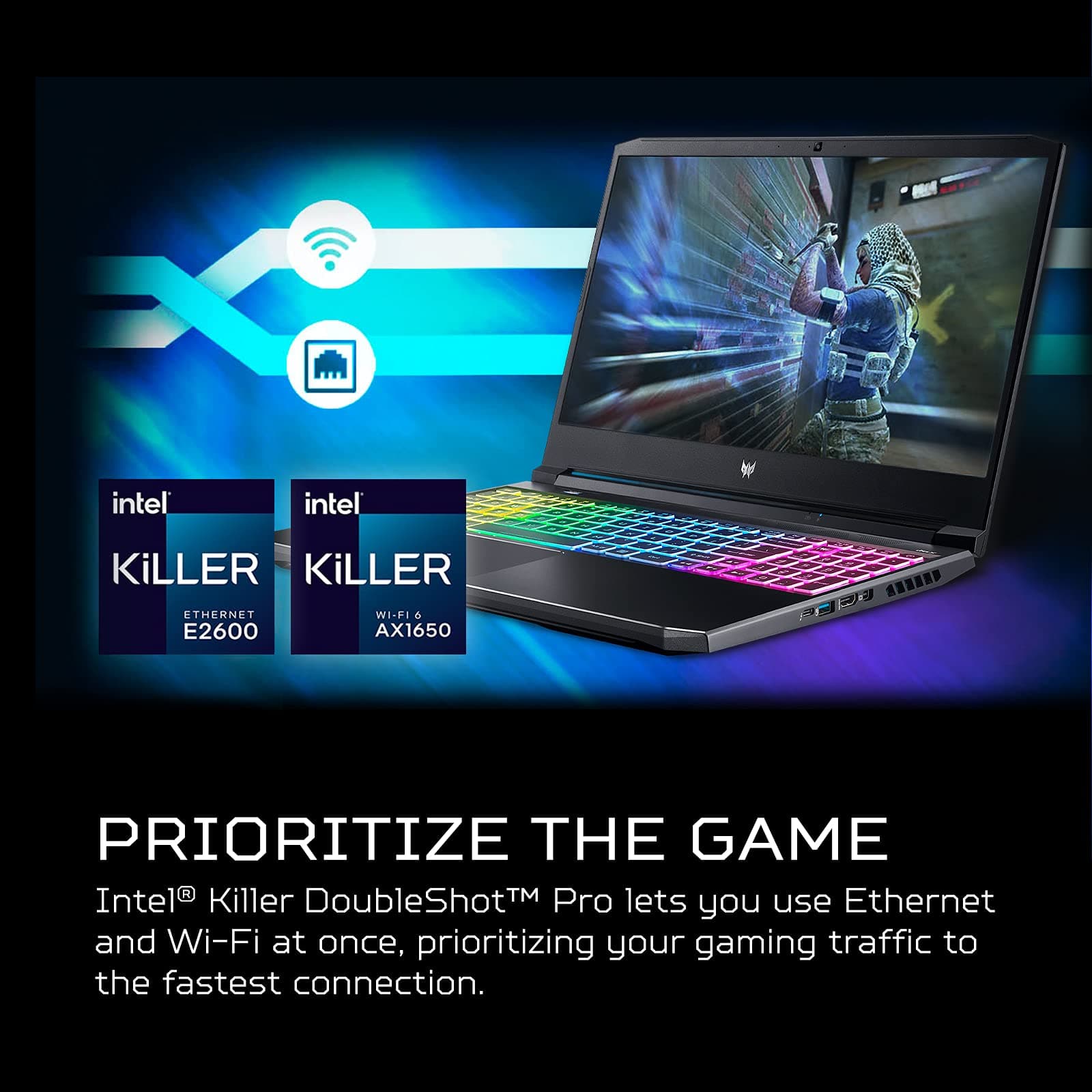 Acer Predator Helios 300 PH315-54-760S Gaming Laptop | Intel i7-11800H | NVIDIA GeForce RTX 3060 GPU | 15.6" FHD 144Hz 3ms IPS Display | 16GB DDR4 | 512GB SSD | Killer WiFi 6 | RGB Keyboard, view 11