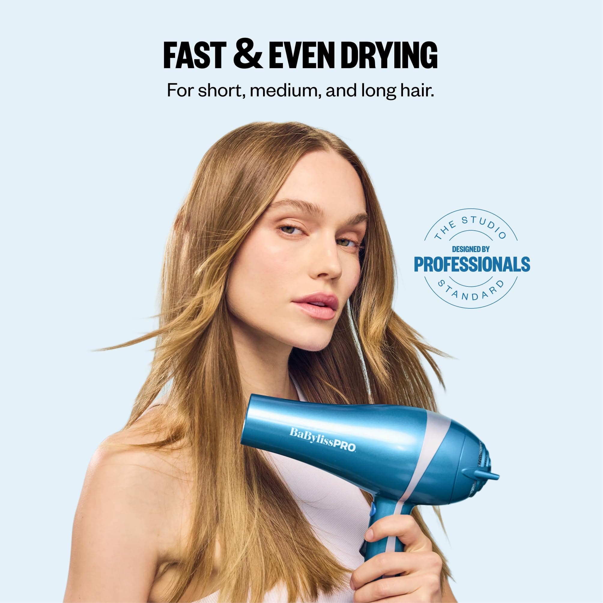 BaBylissPRO The Nano Titanium Hair Dryer, Lightweight, 3 Attachments, view 2