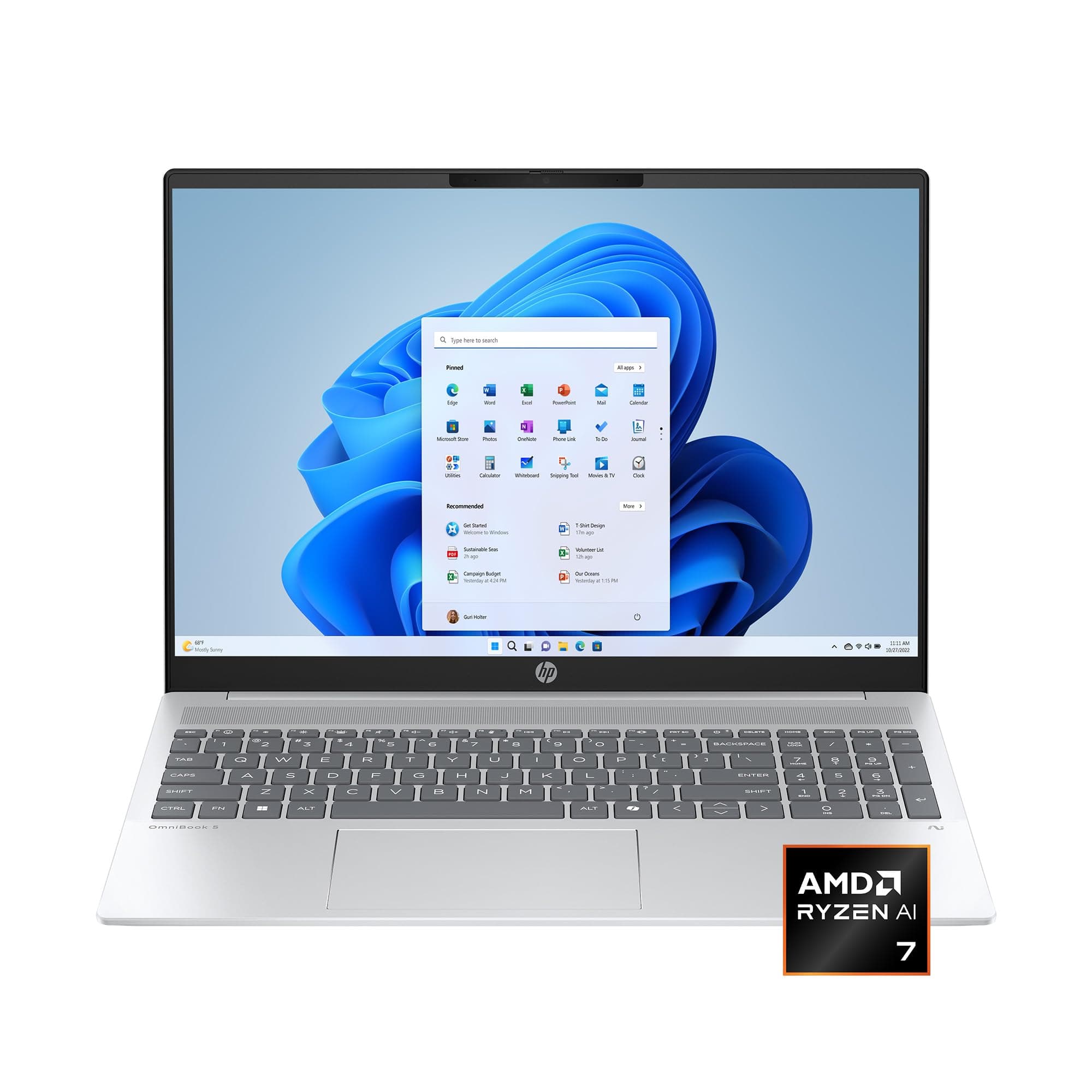 HP OmniBook 5 Laptop: Ryzen AI 7 350, 16GB DDR5 RAM, 512GB SSD, 16" 2K (1920x1200) Non-Touch IPS Display, Windows 11, view 2