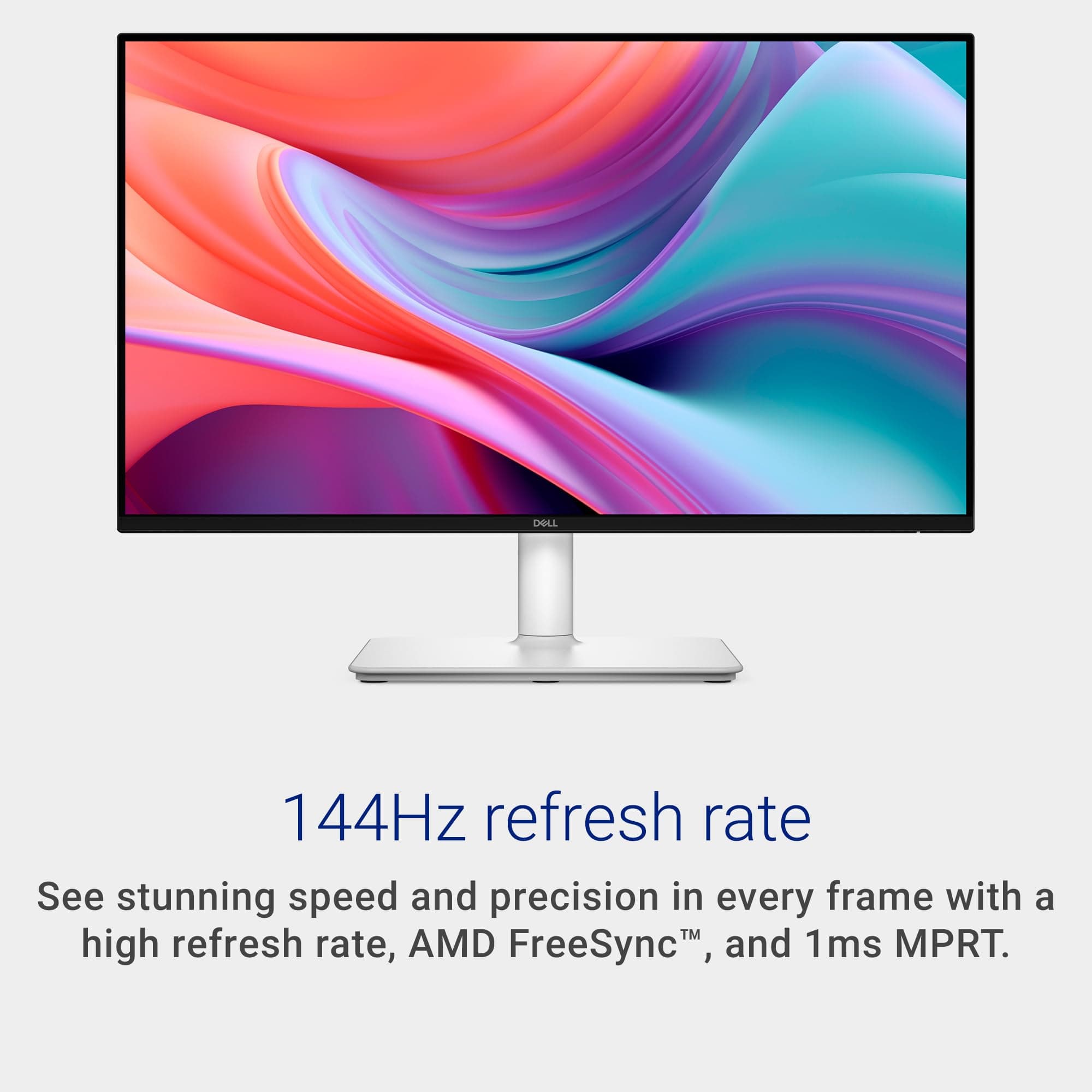 Dell 24 Plus Monitor - S2425HSM - 23.8-inch FHD (1920x1080) 144Hz 1ms Display, 2 x 3W Speakers, HDMI Connectivity, Height/Tilt/Pivot/Swivel Adjustability, AMD FreeSync - Ash White, view 3