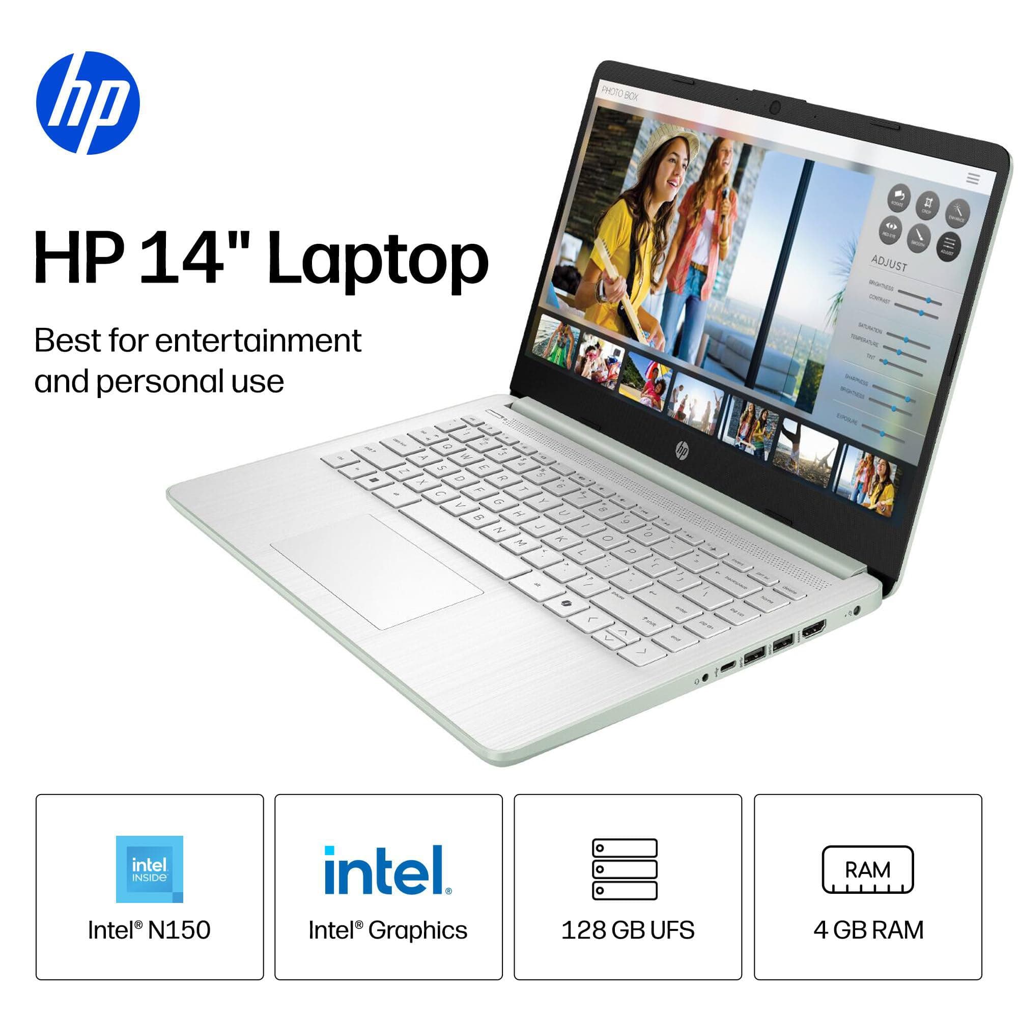 HP 14" Laptop 2026 Edition, Intel Processor, 4GB RAM, 128GB Storage, view 2