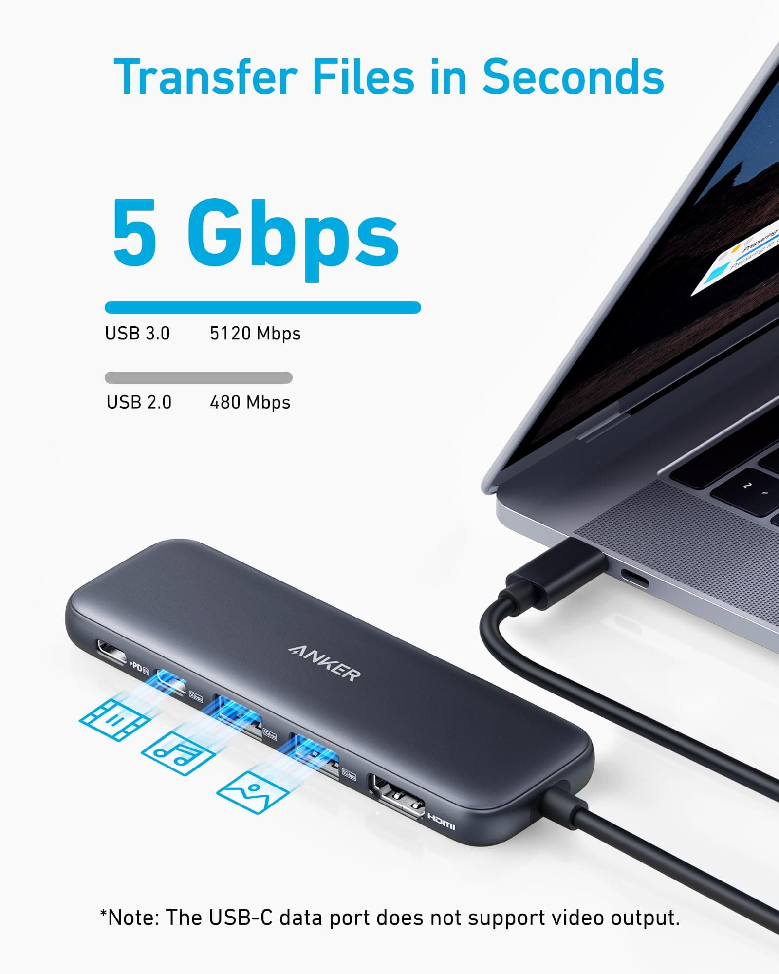 Anker USB C Hub, 5-in-1 USBC to HDMI Splitter with 4K Display, view 4