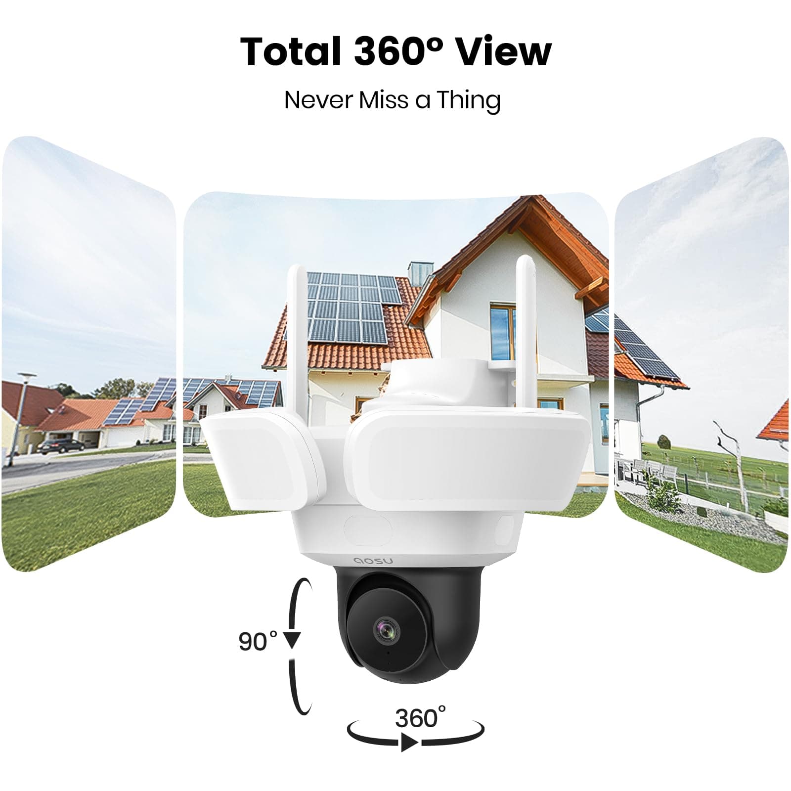 aosu Wired Floodlight Camera 3K 2600-Lumen 24/7 Recording, view 8