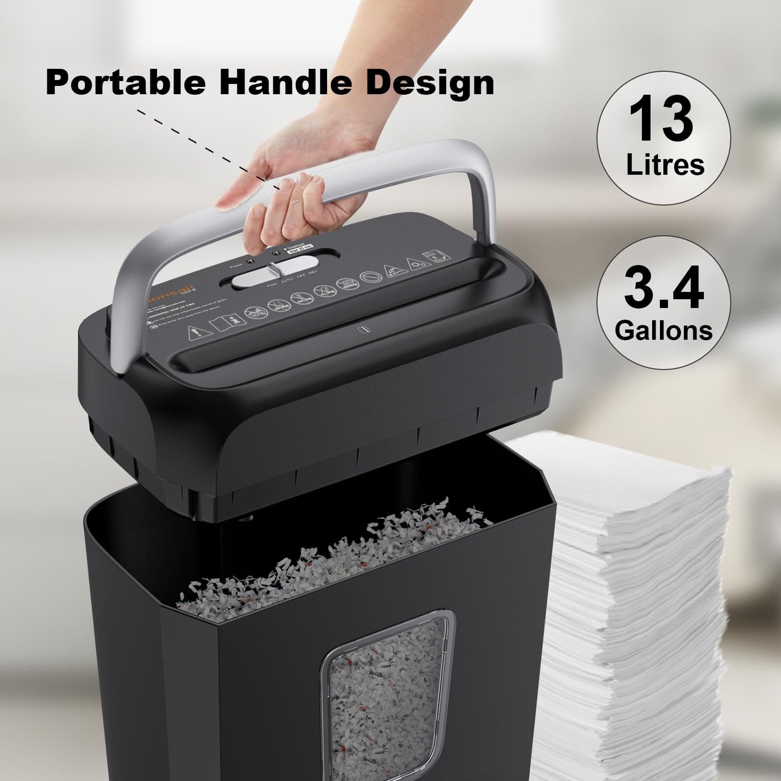 Bonsaii 6-Sheet Cross Cut Paper Shredder for Home, 3.4 Gal Bin, view 6
