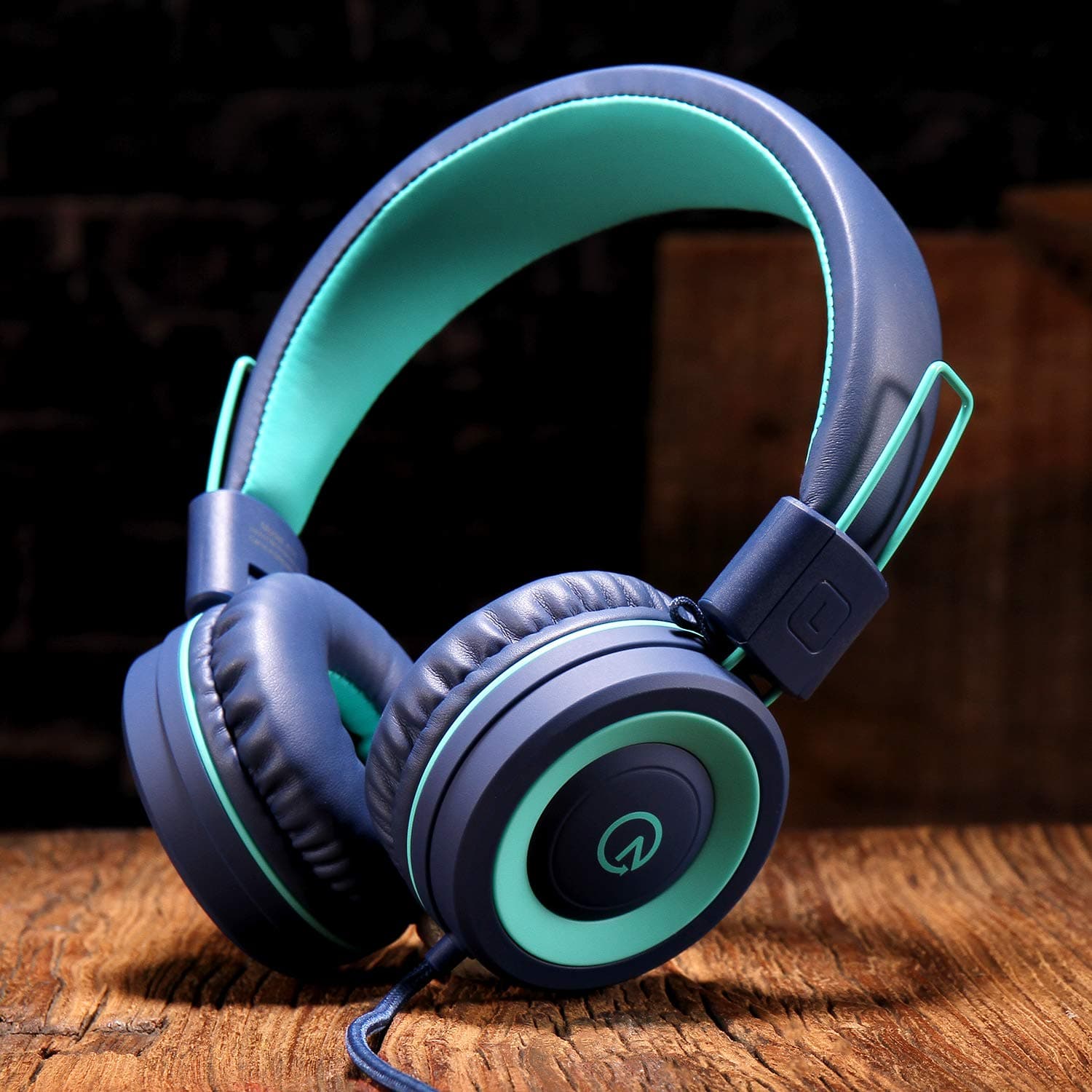 noot products K11 Kids Headphones with Wired Cord 3.5mm Jack Navy/Teal, view 5