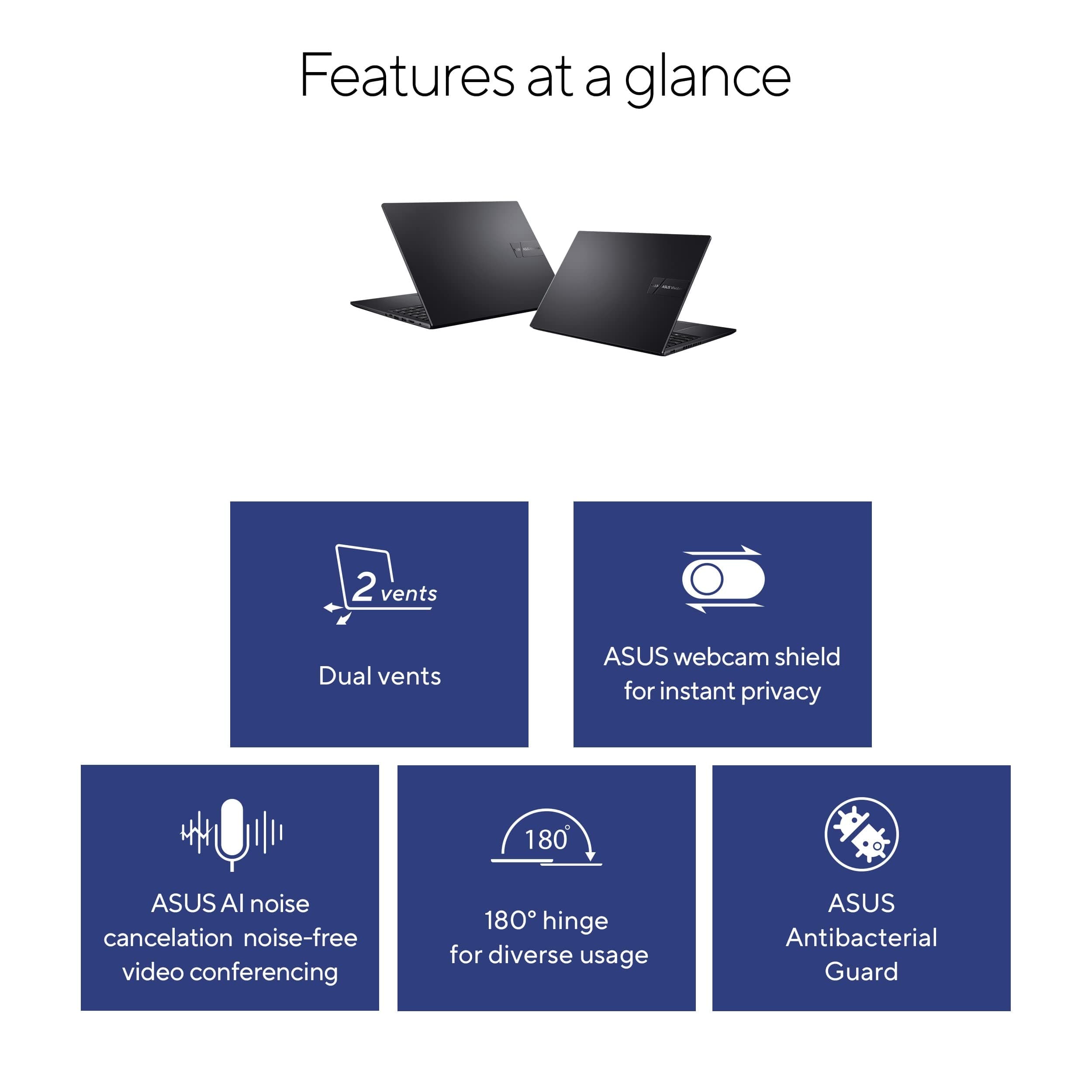 ASUS Vivobook 16 Laptop, 16” WUXGA (1920 x 1200) 16:10 Display, Intel Core i5-13500H CPU, Intel UHD Graphics, 8GB RAM, 512GB SSD, Windows 11 Home, Indie Black, F1605VA-DS52, view 2