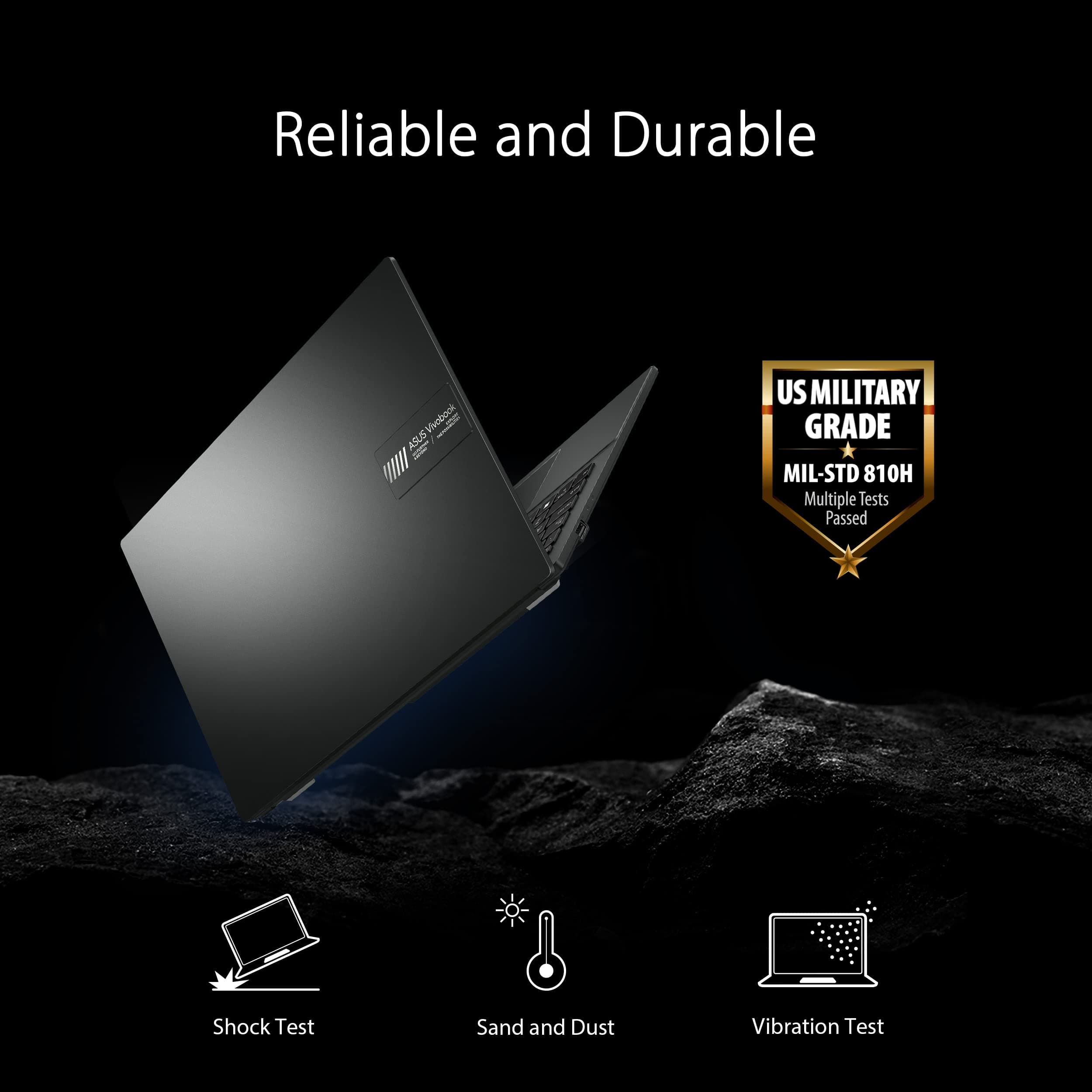ASUS Vivobook Go 15.6” FHD Slim Laptop, AMD Ryzen 3 7320U Quad Core Processor, 8GB DDR5 RAM, 256GB SSD, Windows 11 Home, Fast Charging, Webcam Shield, Military Grade Durability, Black, E1504FA-AB34, view 9