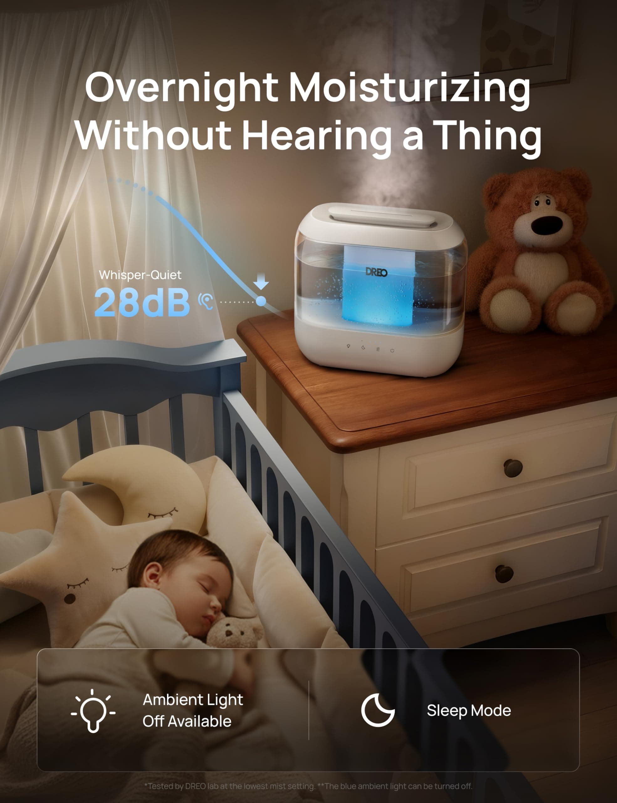 DREO 4L Humidifiers for Bedroom, 36H Runtime, 28 dB Quiet, HM311, view 5