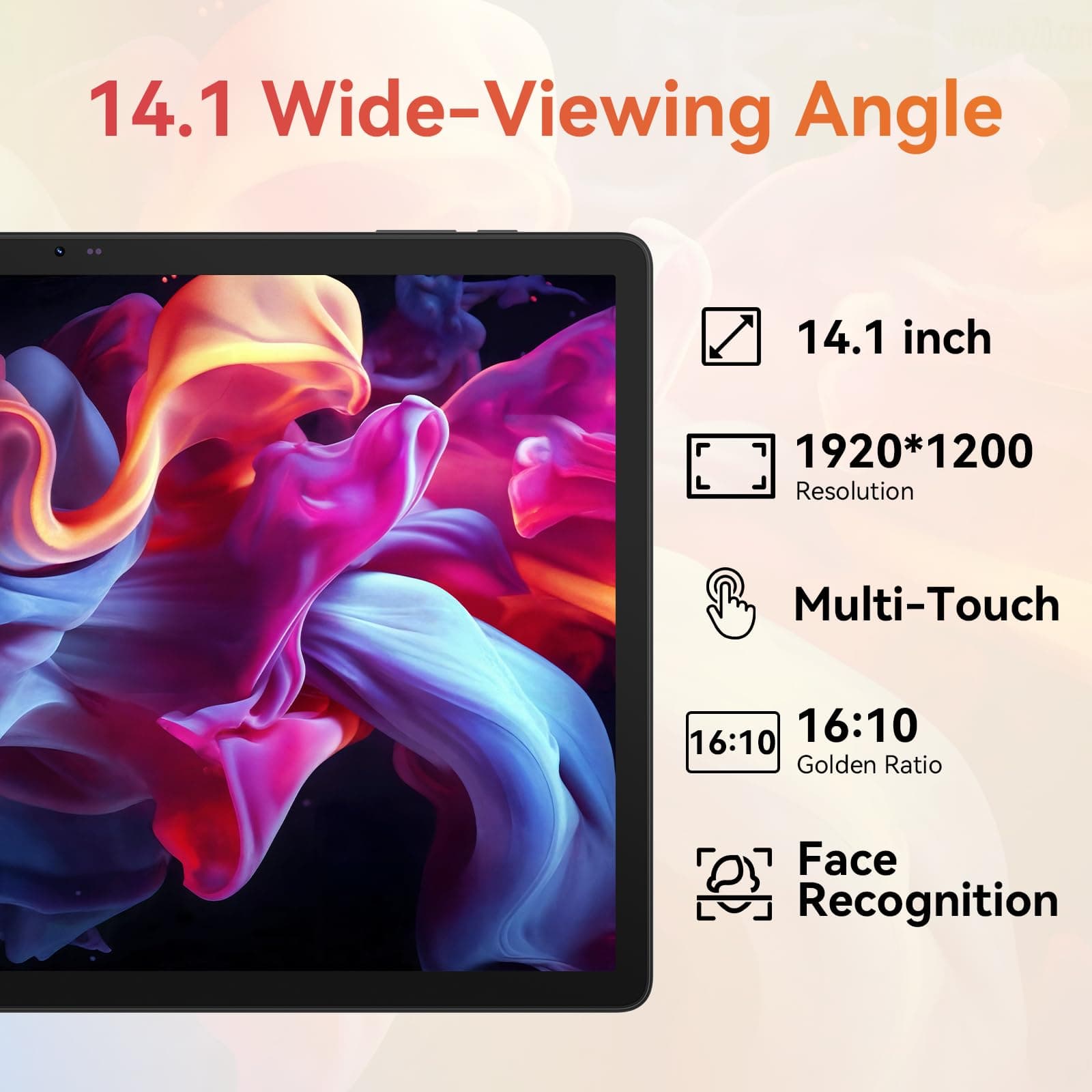 URAO Tablet|14 inch Android 16 Tablet|30GB RAM 256GB ROM |1920 * 1200 IPS FHD|10000mAh 30W Fast Charging|Octa-core Processor|Wi-Fi 6, BT 5.4|Dual Camera with Gemini AI|Keyboard|Stylus|Case|Headphone, view 6