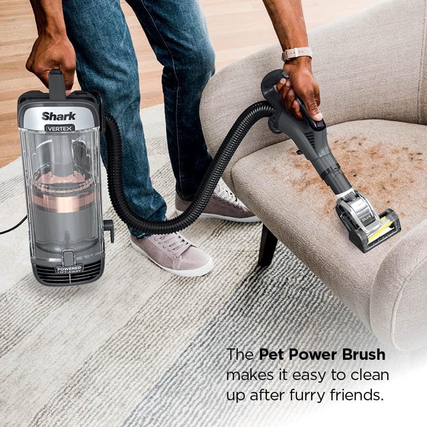 Shark AZ2002 Vertex Powered Lift-Away Upright Vacuum with DuoClean PowerFins, Self-Cleaning Brushroll, Large Dust Cup, Pet Crevice Tool, Dusting Brush & Power Brush, Silver/Rose Gold, view 6