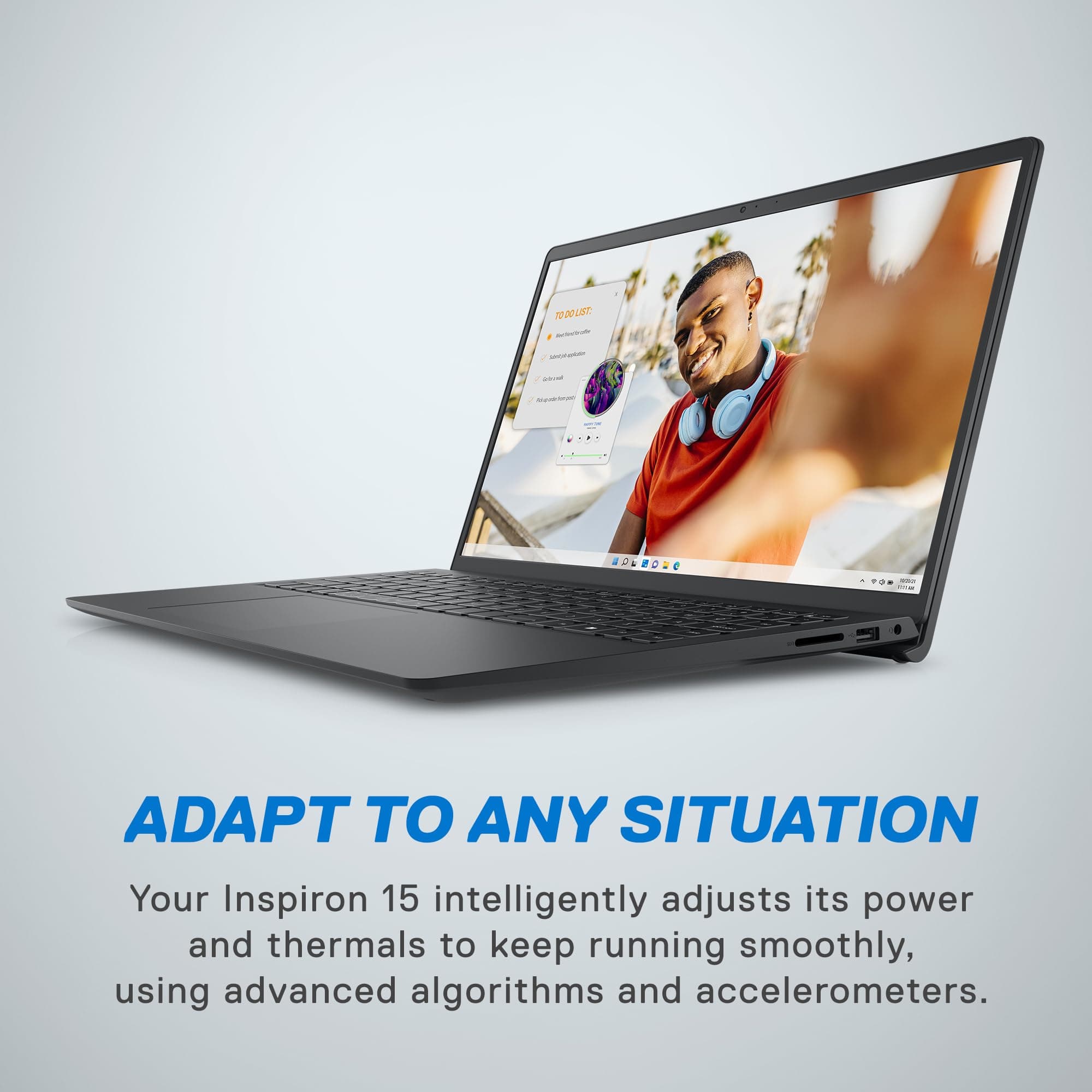 Dell Inspiron 15 3535 Laptop - 15.6-inch FHD (1920 x 1080) Display, AMD Ryzen 5 7520U Processor, 8GB DDR4 RAM, 512GB SSD, AMD Radeon Graphics, Windows 11 Home, 6-Months Migrate - Carbon Black, view 2