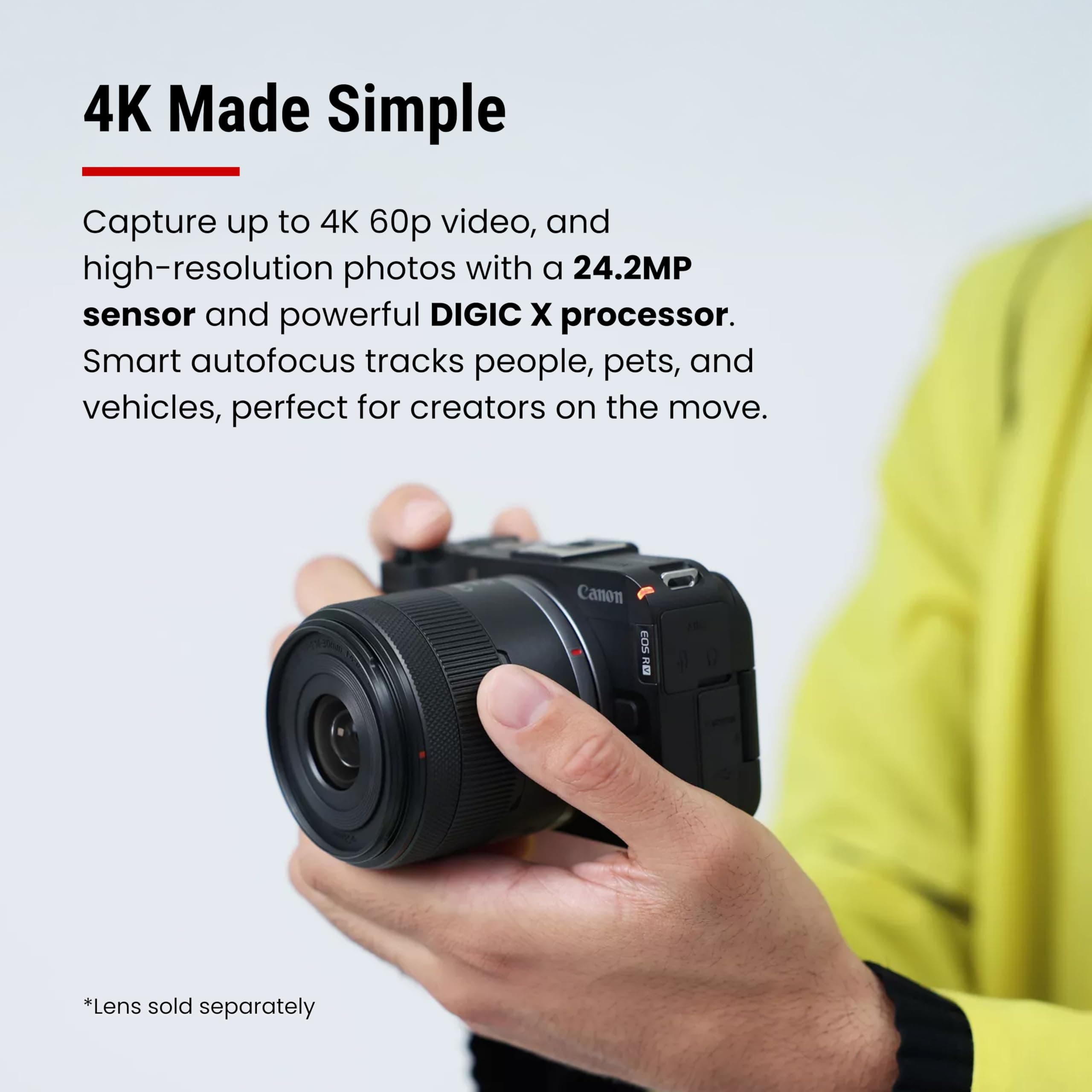Canon EOS R50 V Mirrorless Camera (Body Only) – APS-C Digital Camera, Flip Screen 4K Video, Interchangeable Lens Camera for Vlogging, Content Creation, Streaming, Filming, Podcasts, TikTok, view 6
