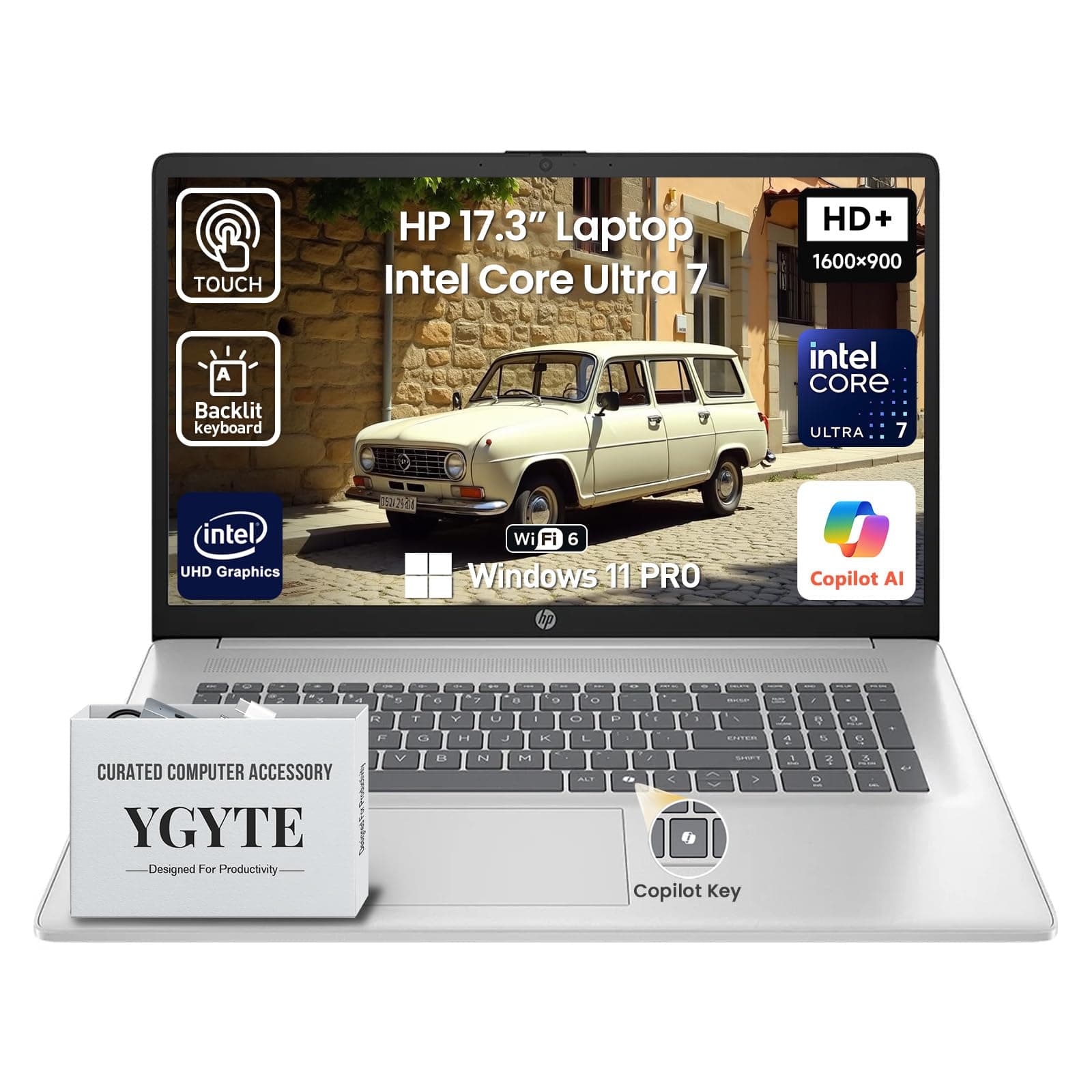 2026 HP 17 Inch Laptop Touchscreen Computer, 17.3 HD+ IPS Touch screen Business Laptop AI PC, 15th Gen Intel Core Ultra 7(12-Core), 16GB DDR5 RAM 512GB SSD|Windows 11 Pro,10-Key Backlit Keyboard|WiFi6