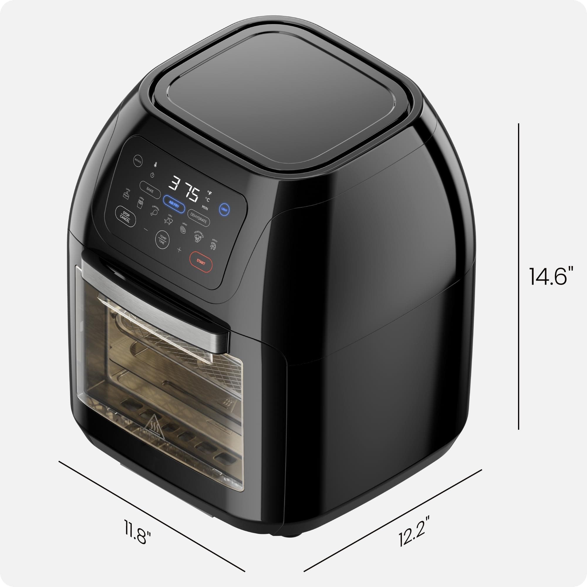 CHEFMAN Multifunctional Digital Air Fryer+ Rotisserie, Dehydrator, Convection Oven, 17 Touch Screen Presets Fry, Roast, Dehydrate, Bake, XL 10L Family Size, Auto Shutoff, Large Easy-View Window, Black, view 9
