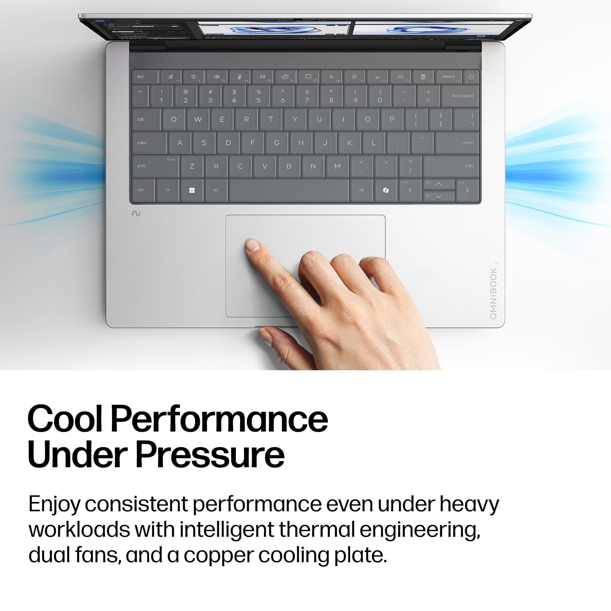 HP OmniBook X 14 inch Next Gen AI PC, 3K Touchscreen, Intel® CORE™ Ultra 7 Processor 356H, 24 GB RAM, 1 TB SSD, Intel Graphics, Windows 11 Home, Glacier Silver, 14-ka0099nr (2026), view 10