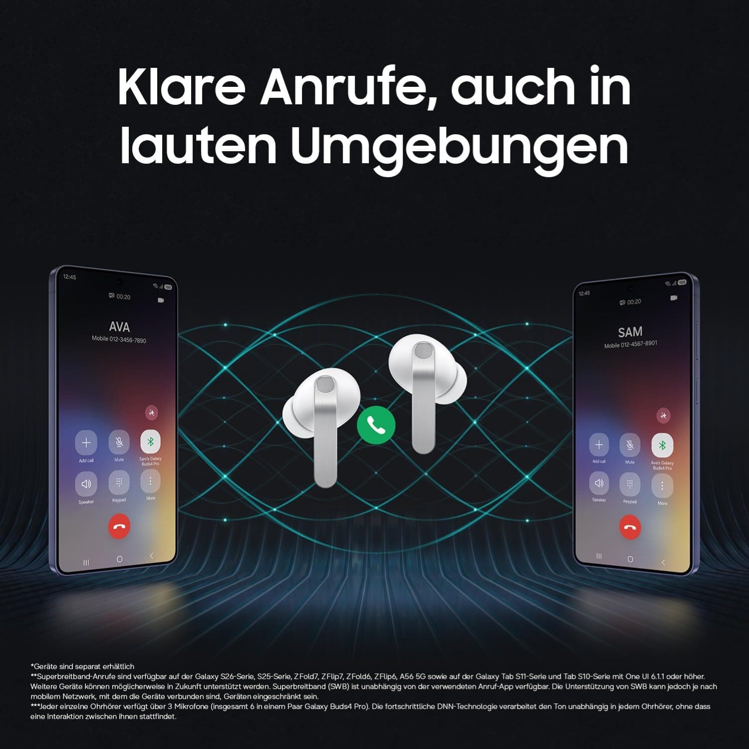 Samsung Galaxy Buds4 Pro, Kabellose Hi-Fi Bluetooth-Kopfhörer, 2-Wege-Lautsprecher, Geräuschunterdrückung per Adaptive Noise Cancelling, In-Ear-Ohrhörer, 360 Audio, AI Agent mit Sprachsteuerung, Black, view 6