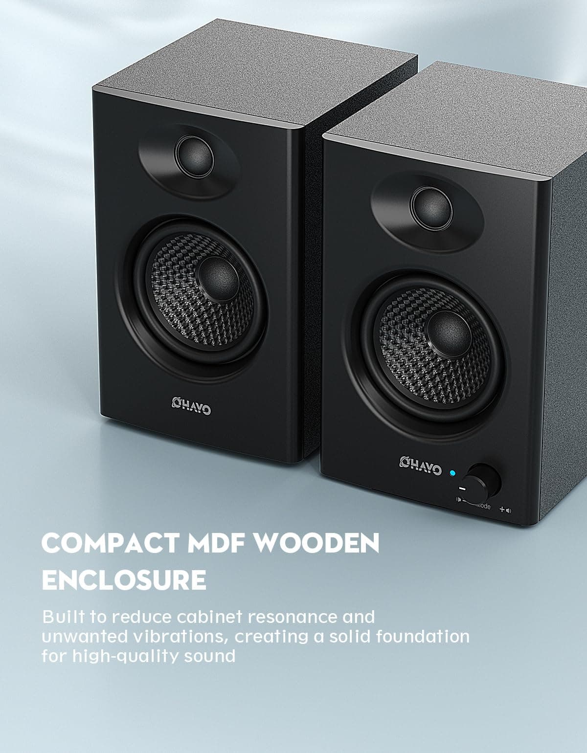 OHAYO 60W Computer Speakers, Bluetooth 5.3, Stereo 2.0, 1 Pair, Black, view 6