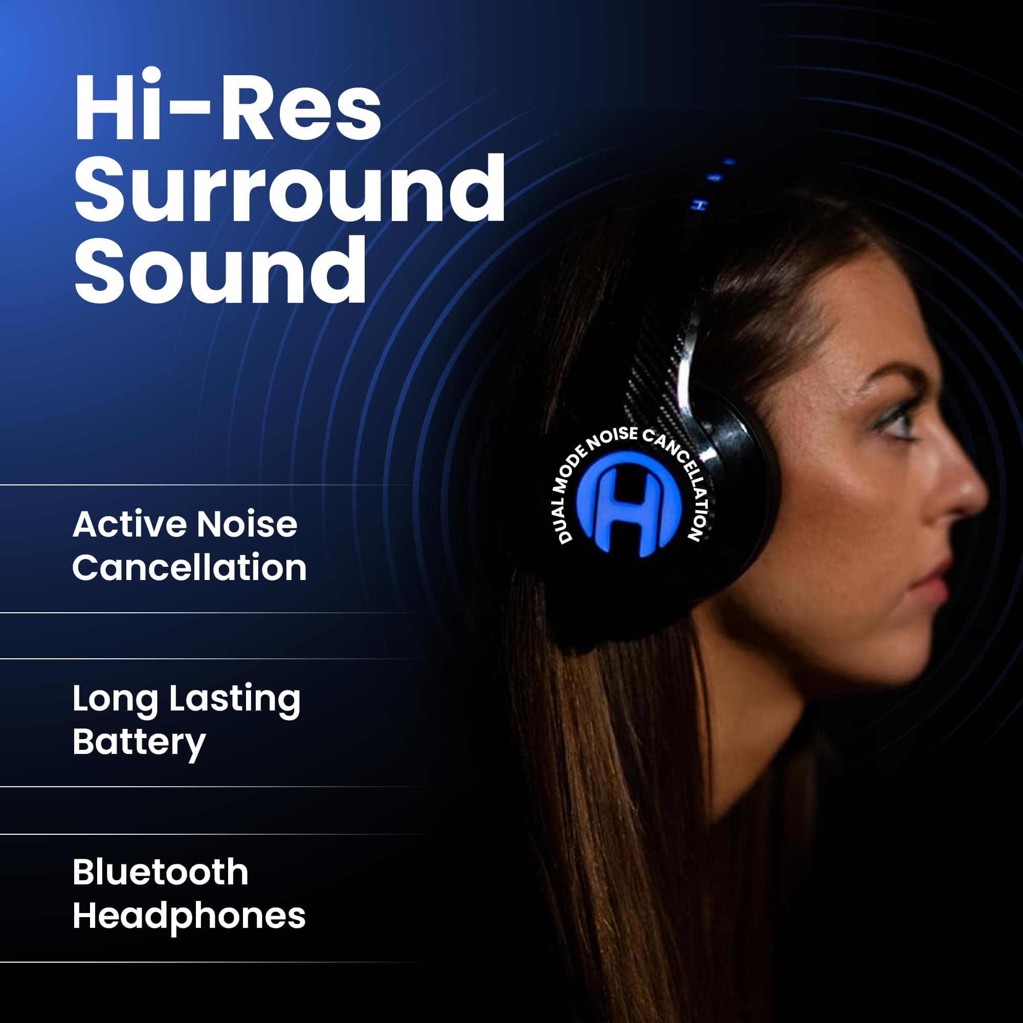 HAYMAKER Noise Cancelling Bluetooth Gaming Headphones - Dirac 3D Surround with 30+ Hr Battery, Touch Controls and RGB - Gaming Headsets for PS5, Xbox, PC, Switch & Mobile, view 2